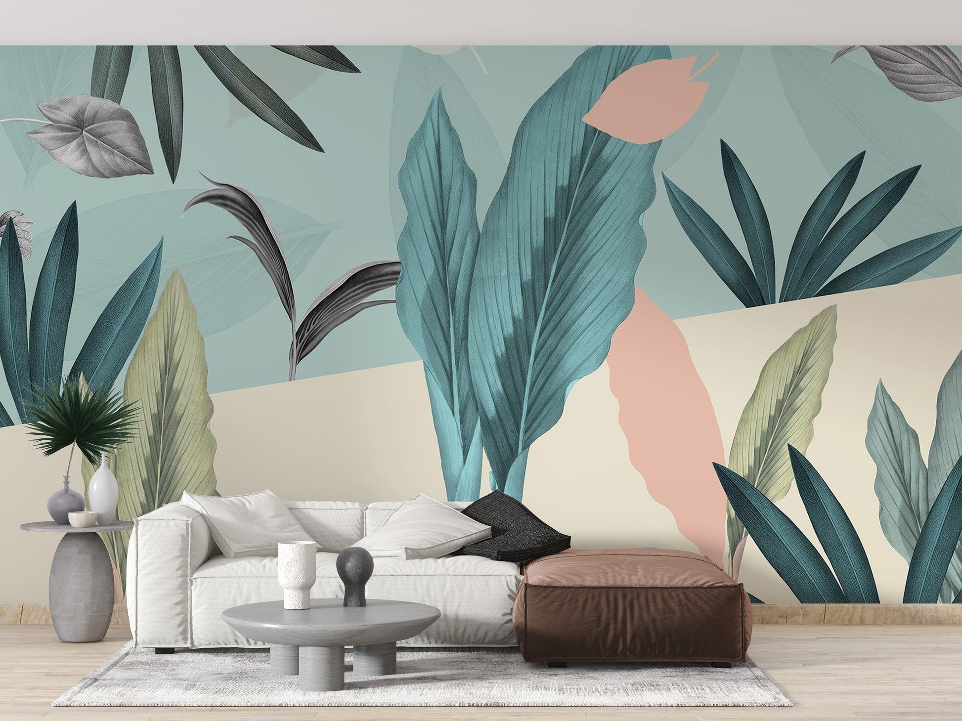 Bold green tropical leaves wallpaper for dynamic walls
