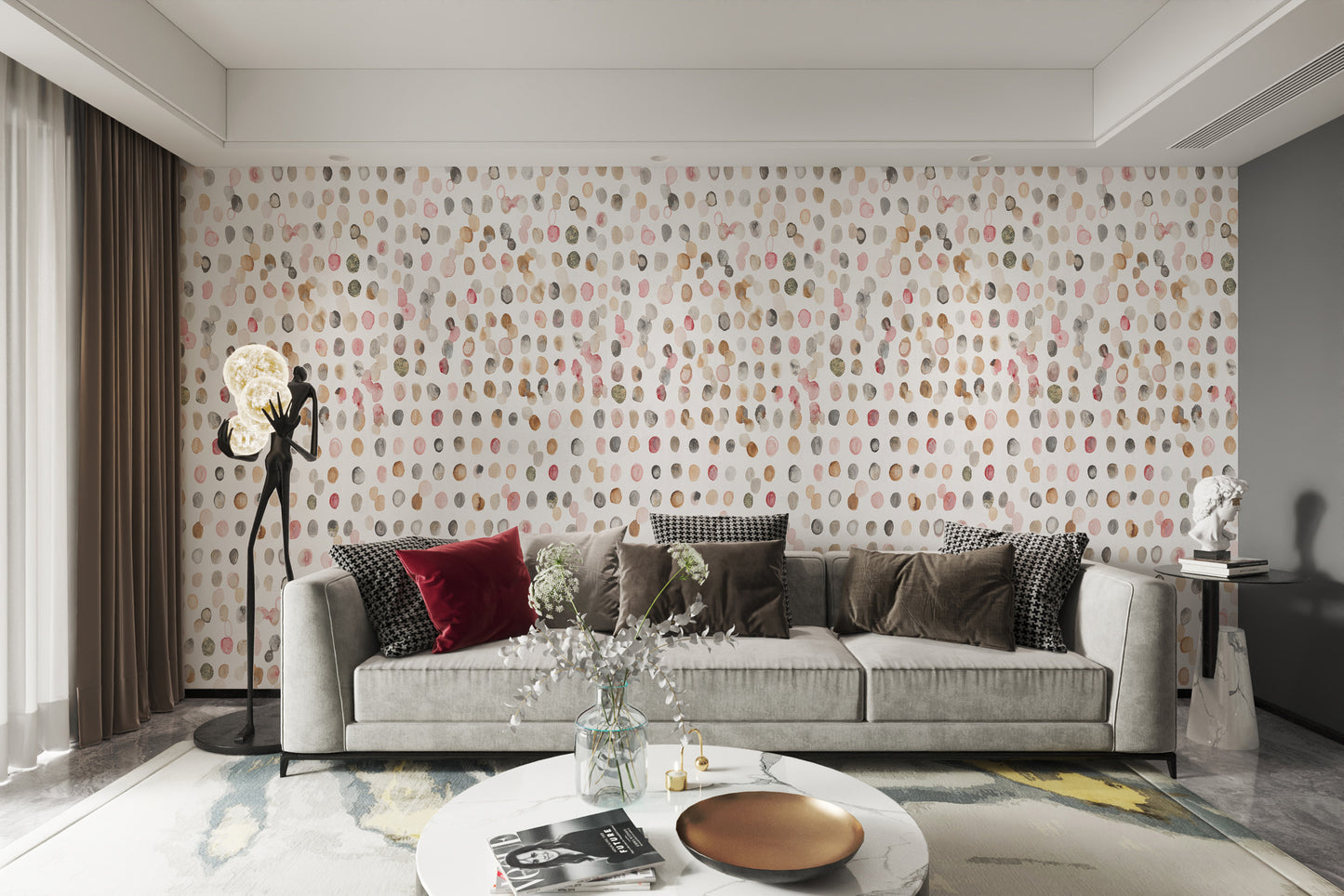 Watercolor Polka Dot Neutral Wallpaper-AW368