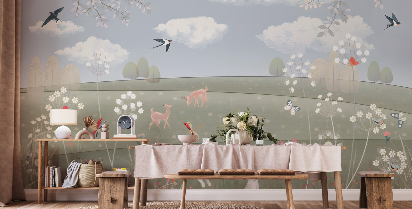 Whimsical Wonders Storybook Meadow Mural