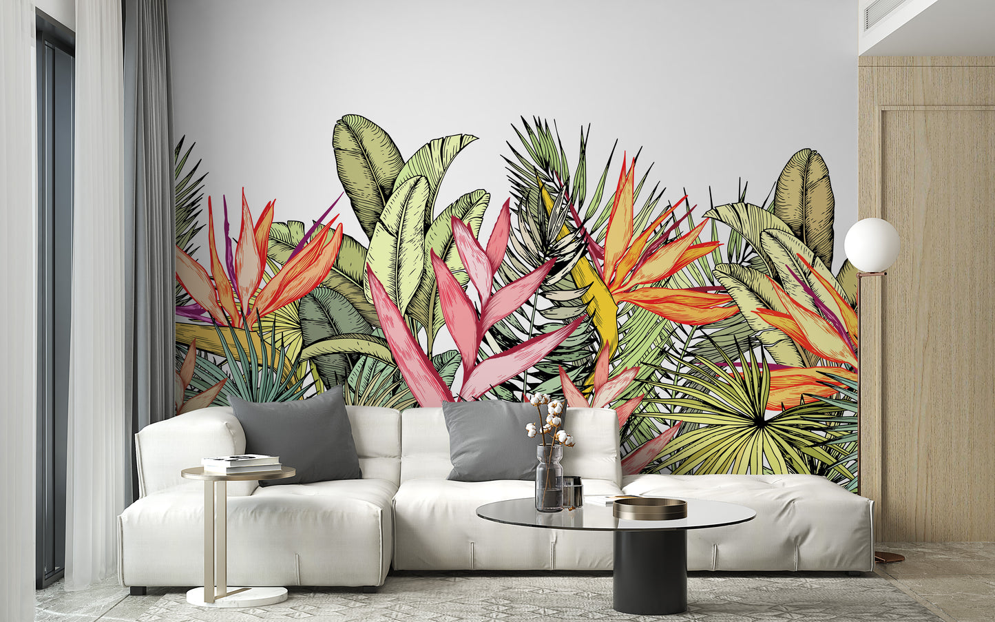 Stunning tropical floral and leaf wallpaper



