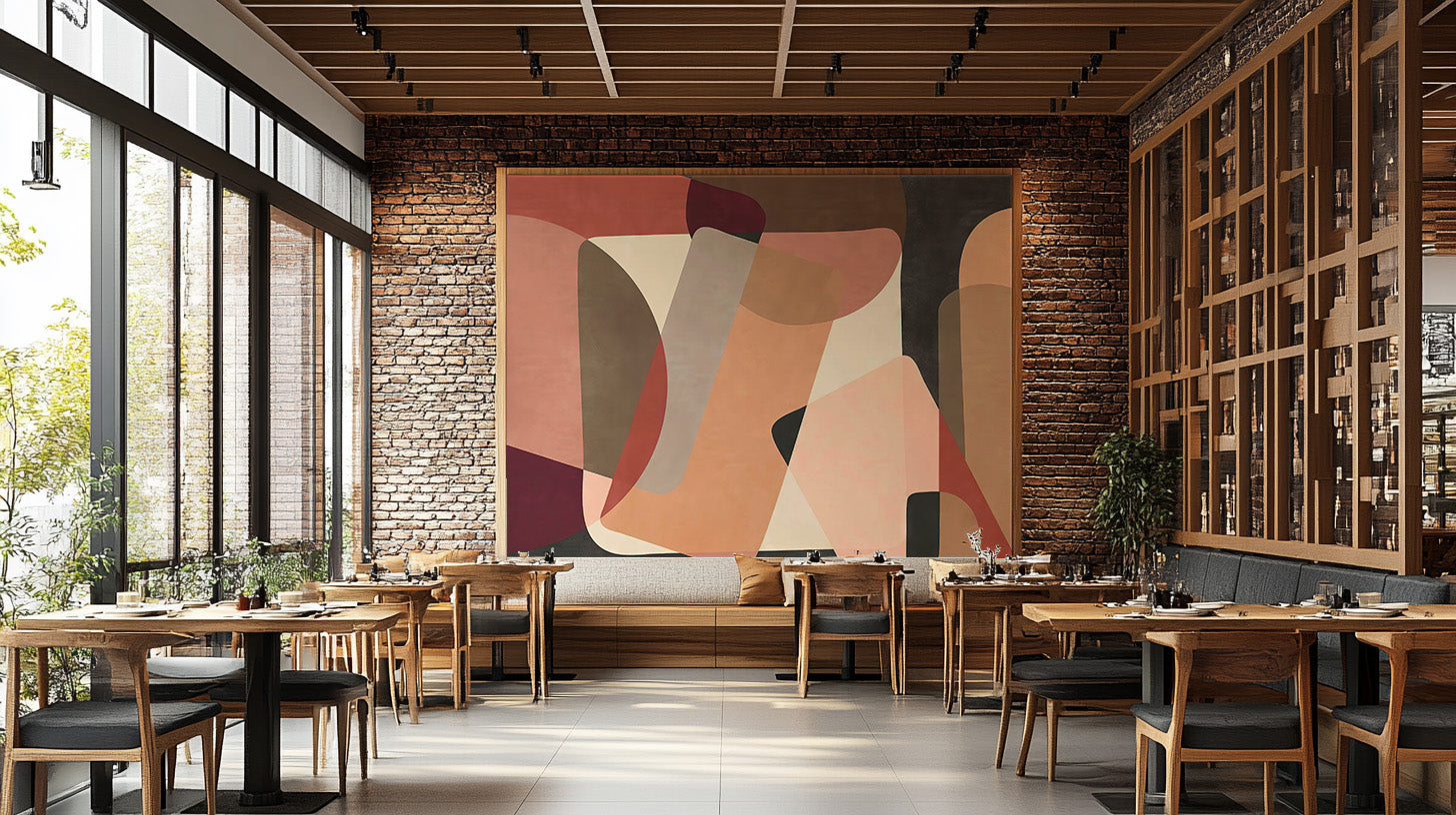 Sleek geometric art mural for a chic and modern interior look
