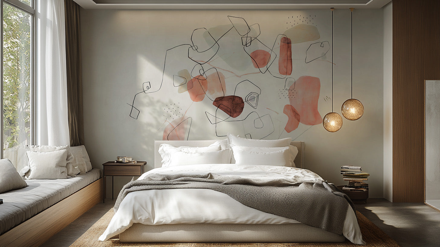 Pink abstract wallpaper mural for unique wall accents