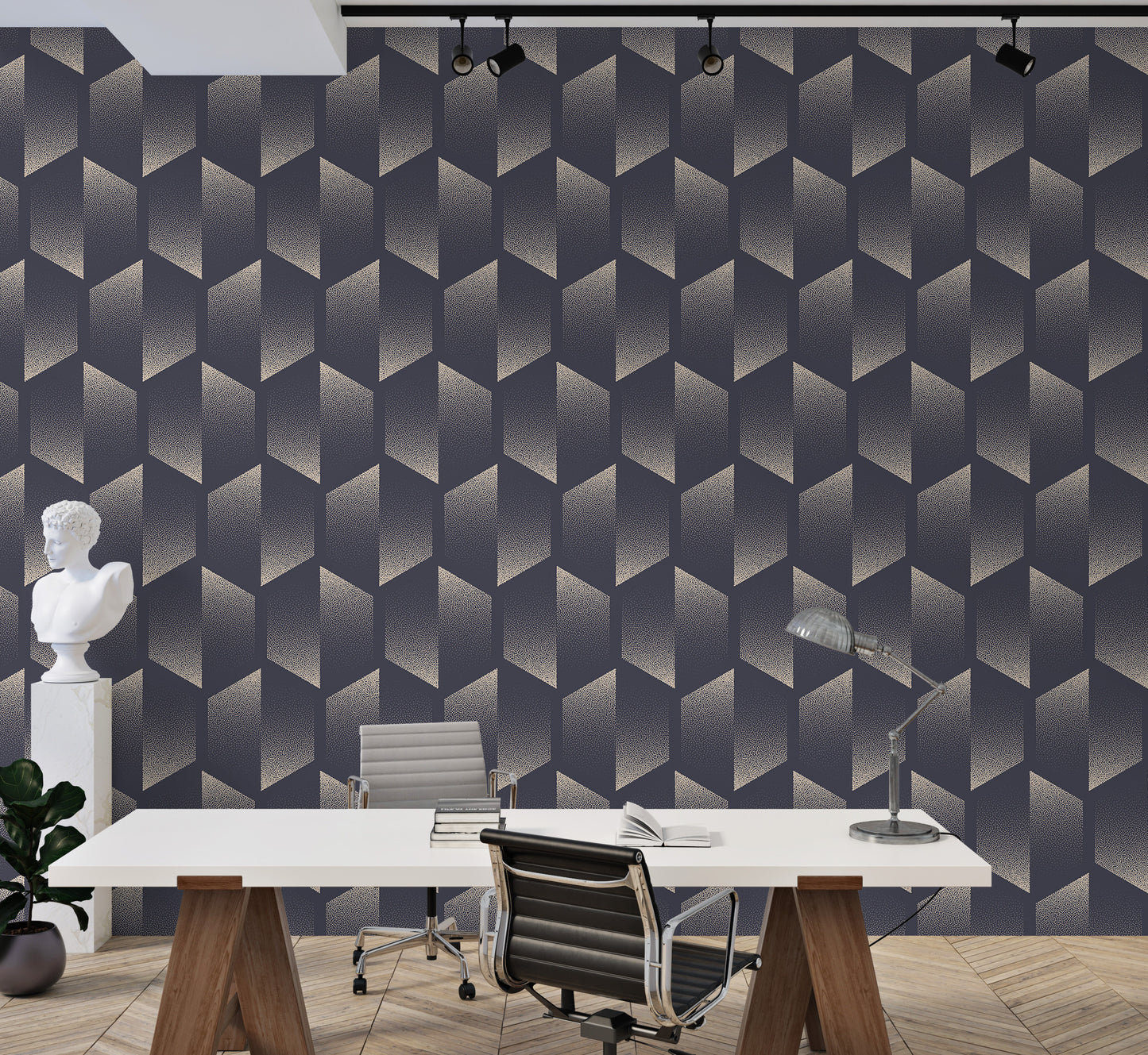 Old Fashioned Split Hexagons Design Art Deco Wallpaper