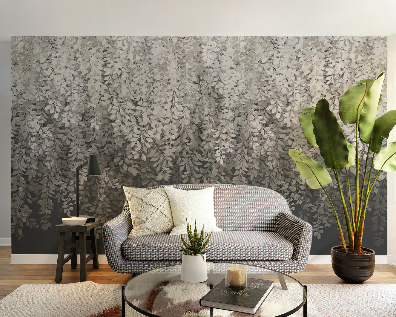 Elegant wall mural with intricate Tyndall vine design
