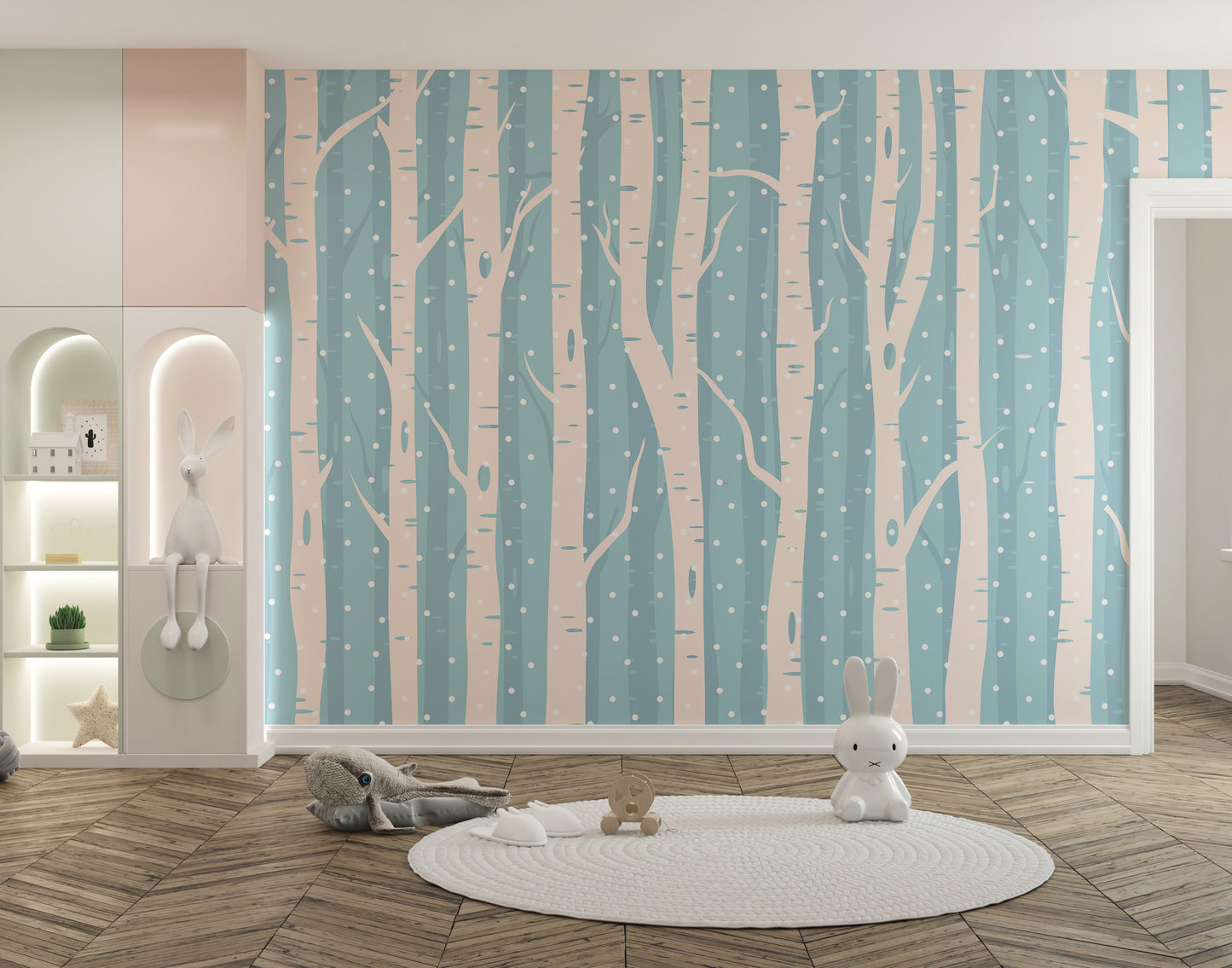 Frosty Blue Forest Scenic Wall Murals