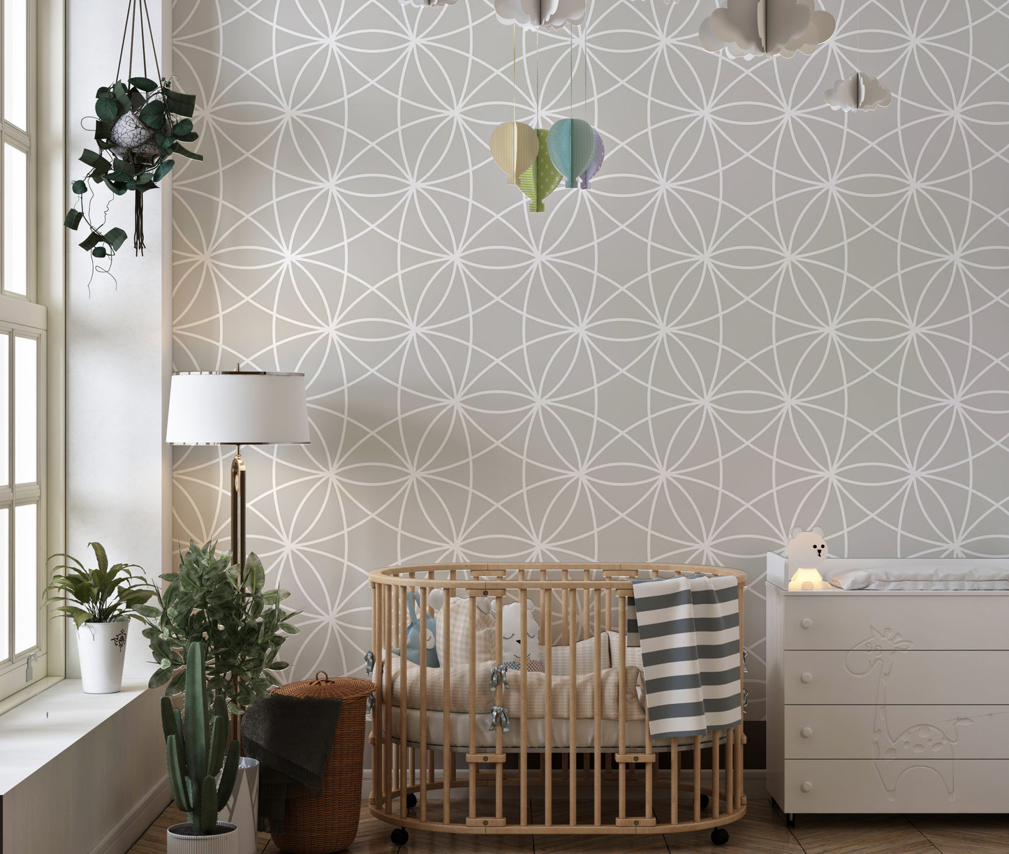 Modern Style Geometric Repeat Pattern Wallpaper