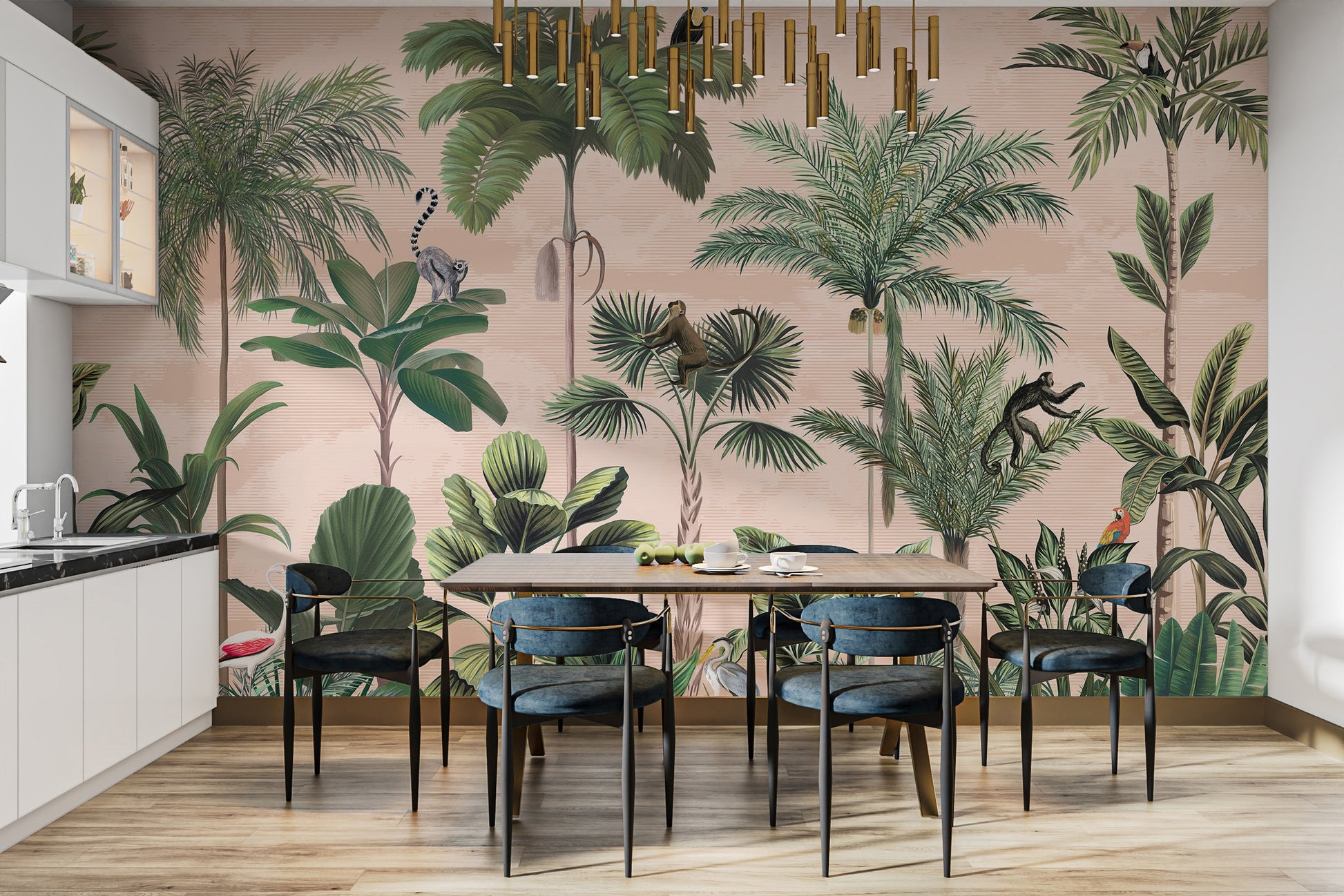 Decorative green forest wallpaper mural for vibrant rooms