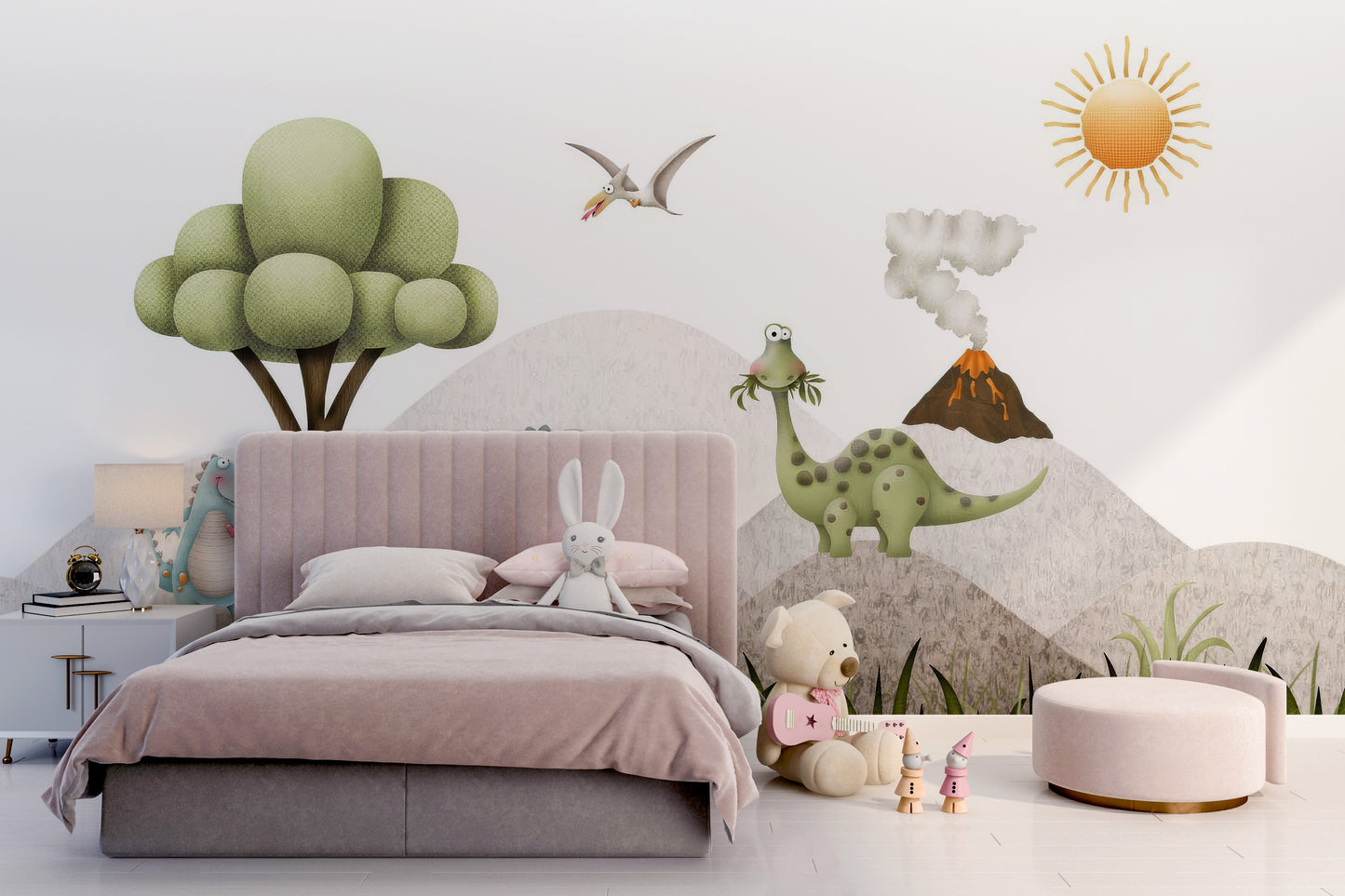 Baby Dinosaur Nursery Wallpaper Mural for a cute vibe