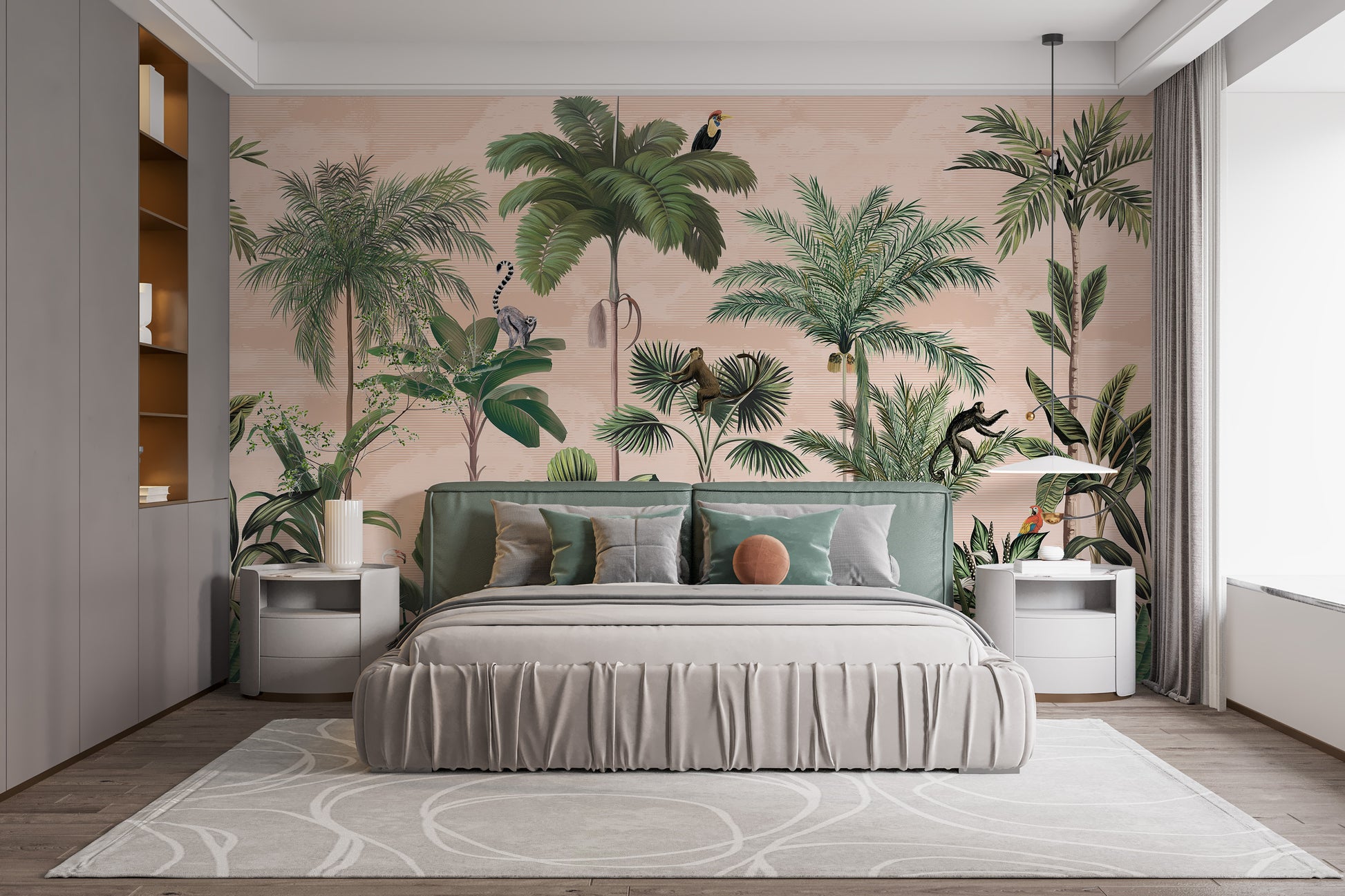 Green forest mural for a refreshing and natural vibe