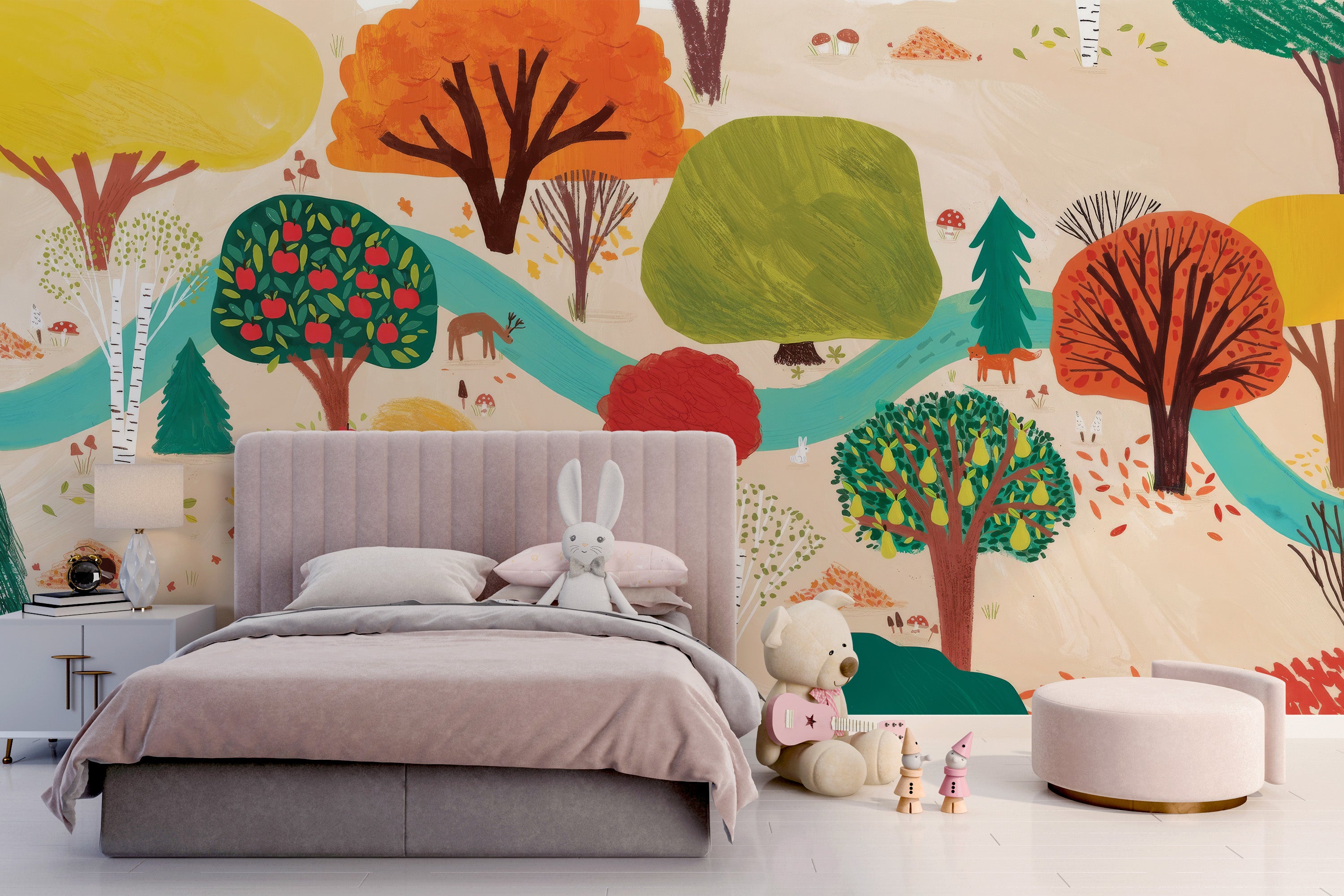 Add a pop of color with Colorful Tree Forest Wall Mural