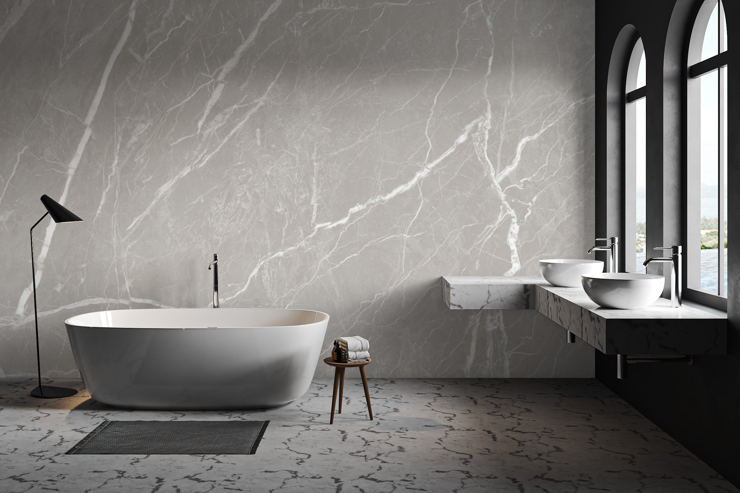 Industrial chic concrete wallpaper with marble texture