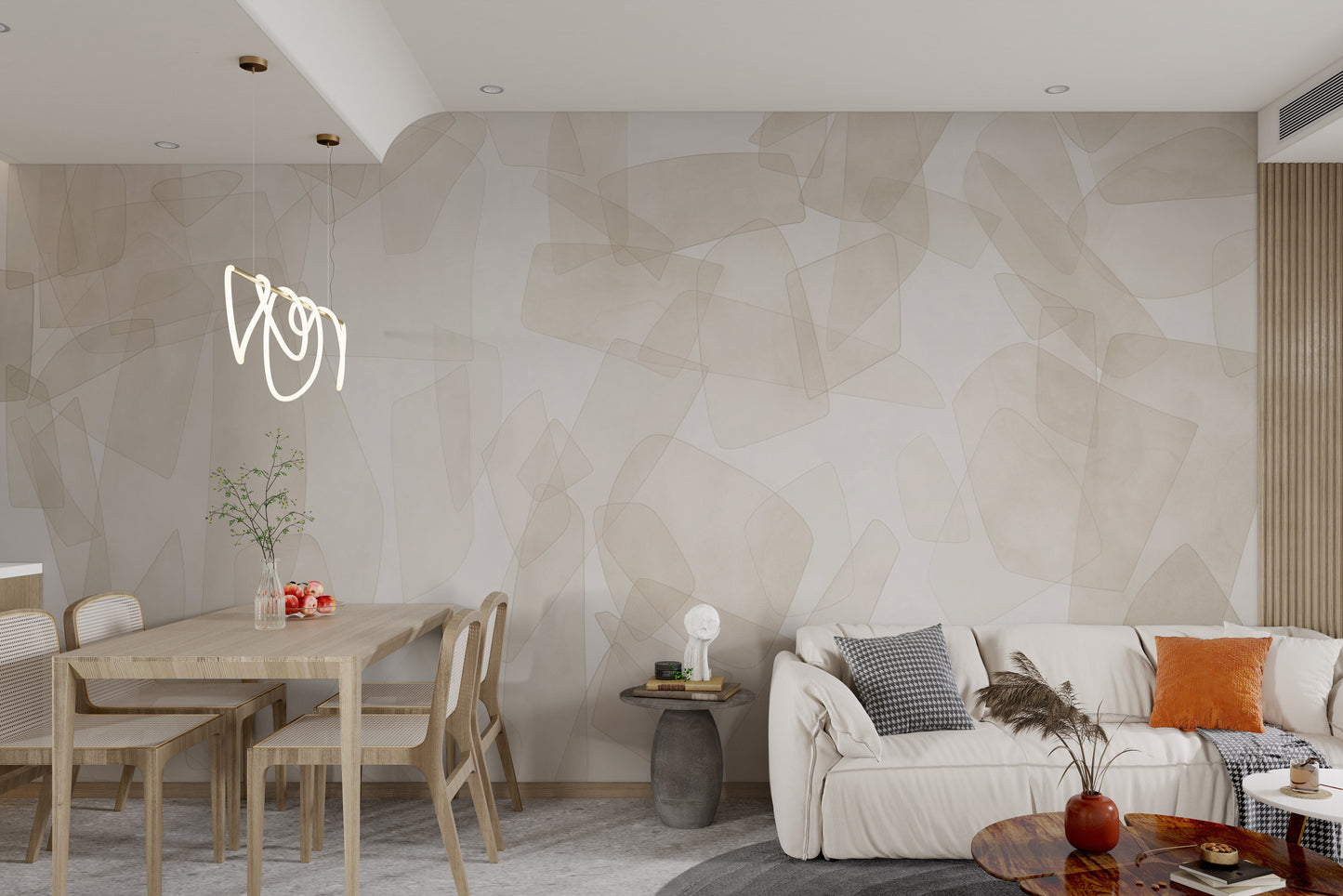 Beige Abstract Geometric Shapes Wallpaper