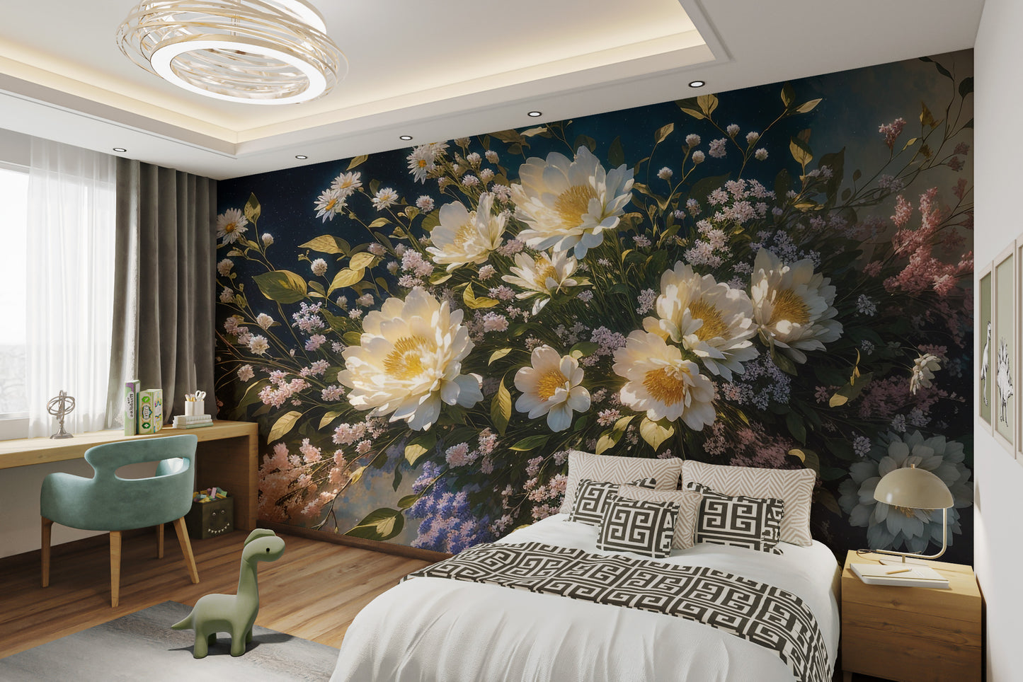 Timeless botanical oil painting mural
