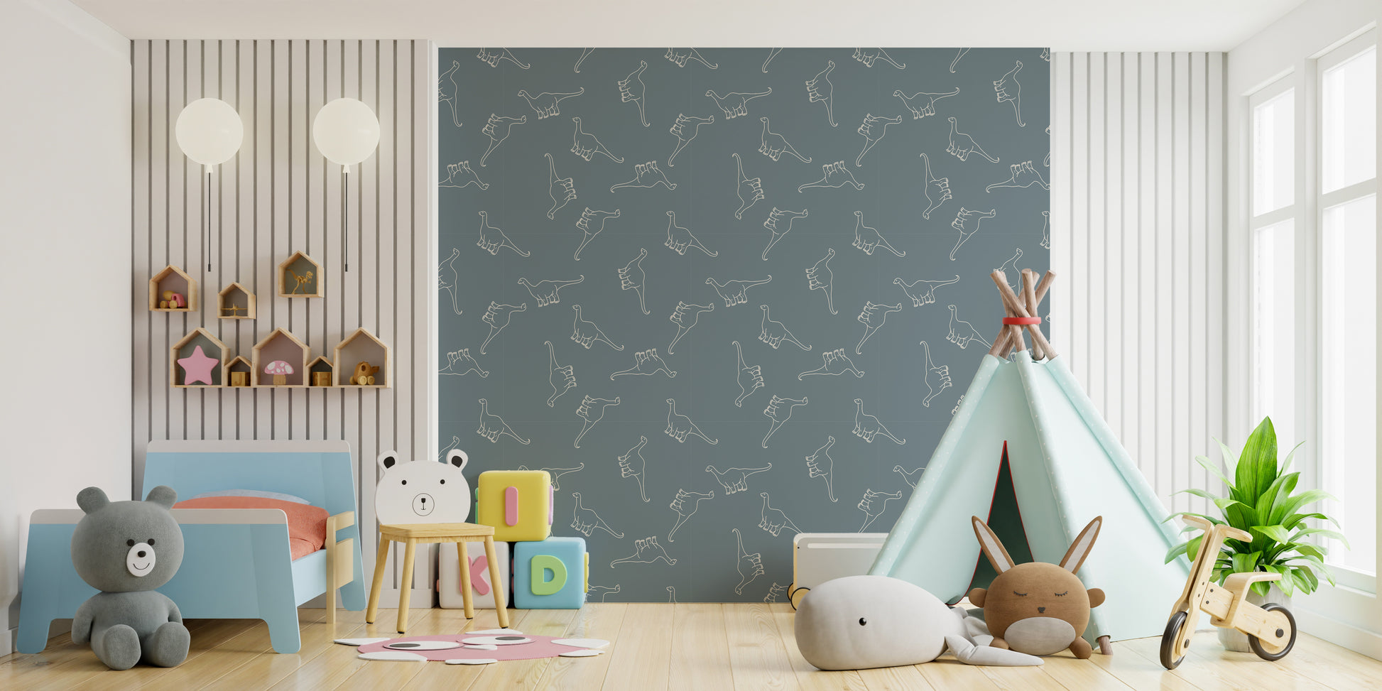 Minimal dinosaur treasures wallpaper mural
