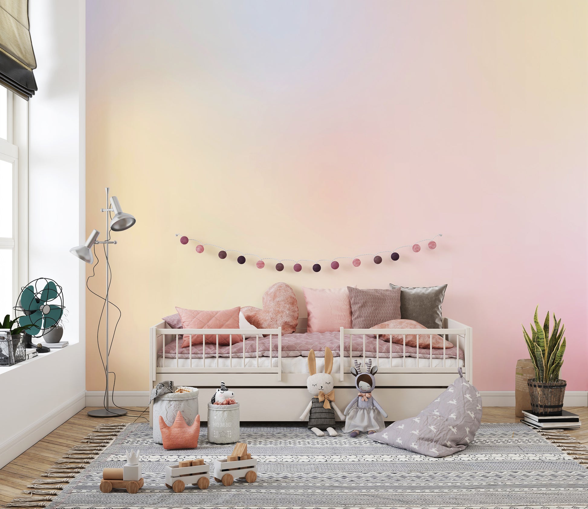 Soft ombre gradient wall mural for relaxed settings
