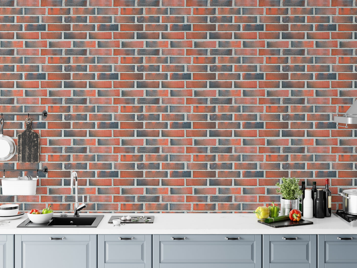 Vintage Burned Red Lining Brick Wallpaper