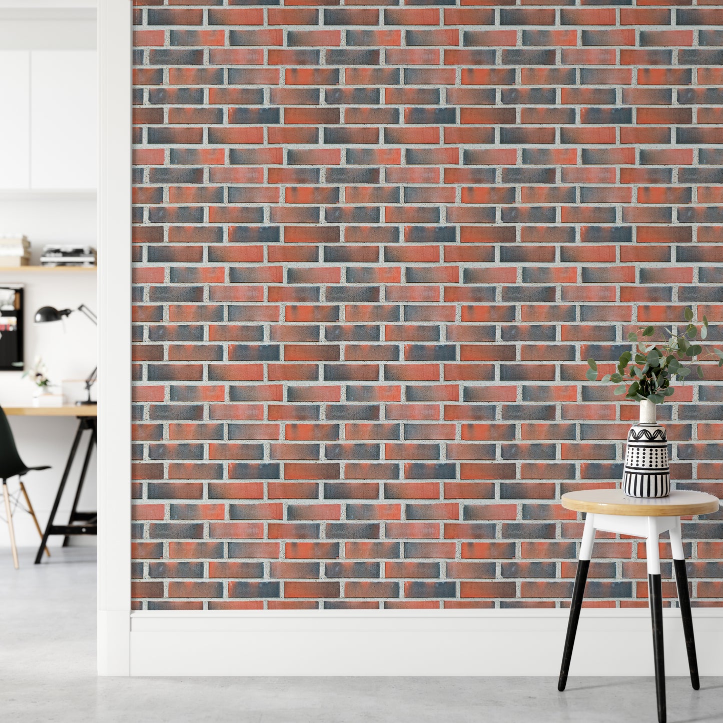 Vintage Burned Red Lining Brick Wallpaper