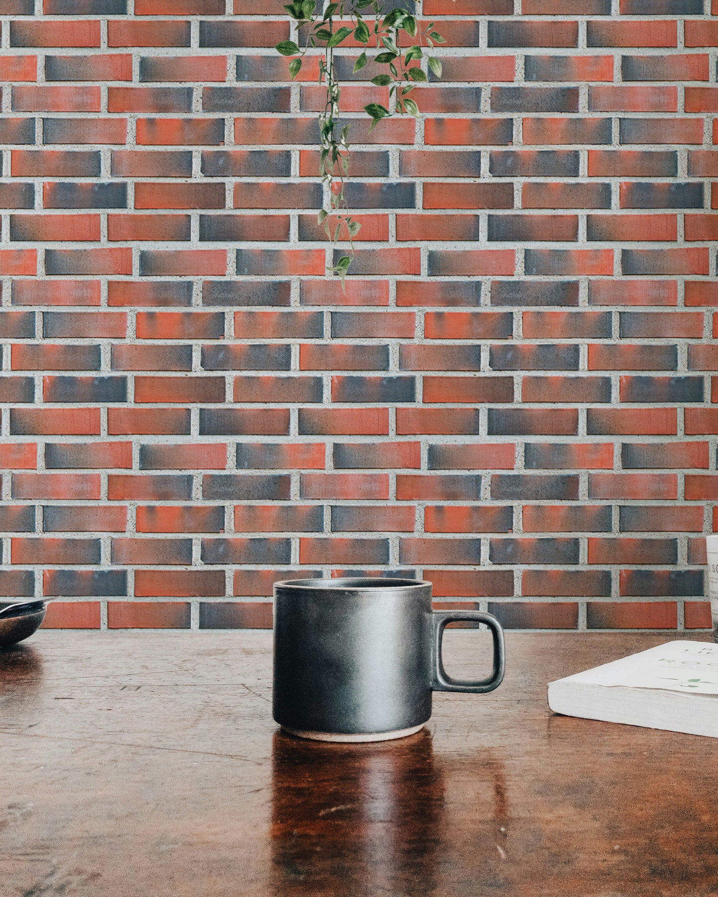 Vintage Burned Red Lining Brick Wallpaper