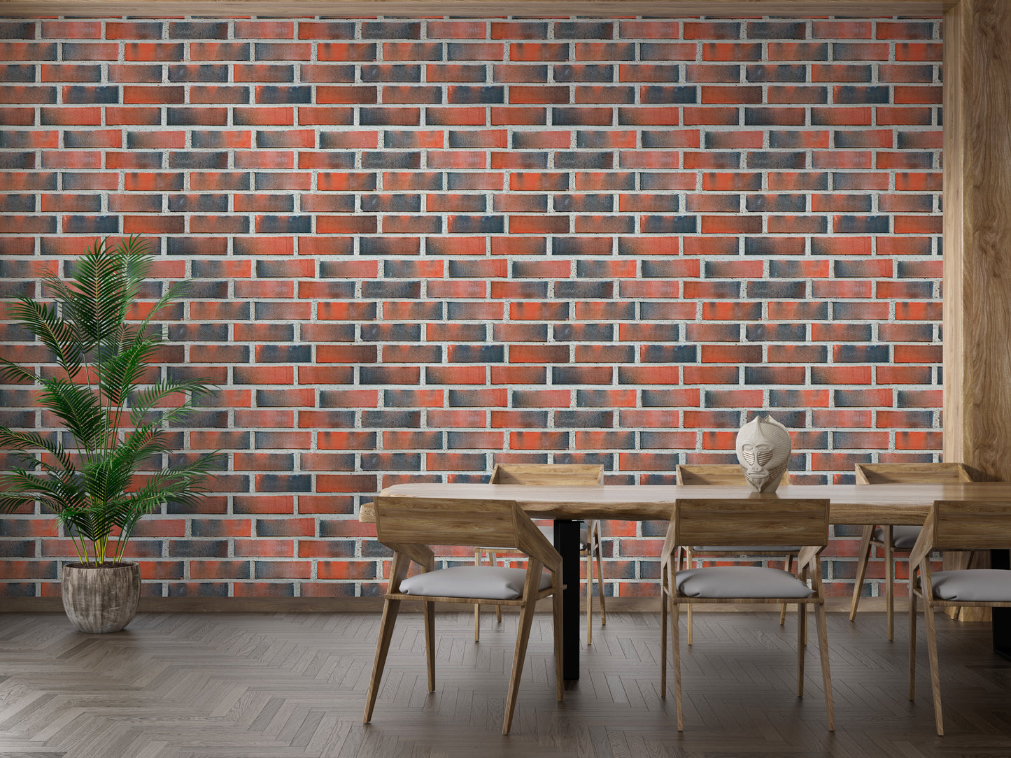 Vintage Burned Red Lining Brick Wallpaper