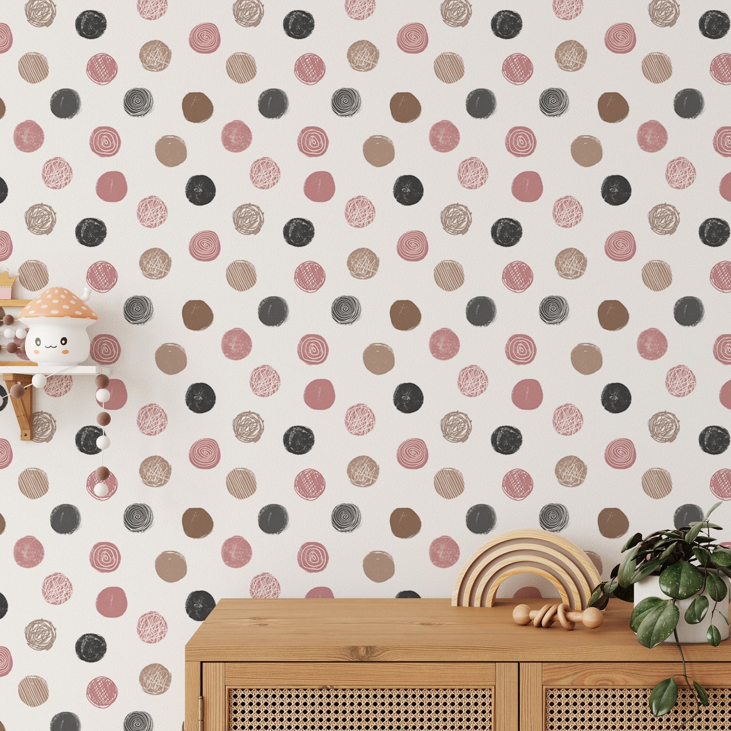 Pastel Seamless Pattern Polka Dots White Wallpaper