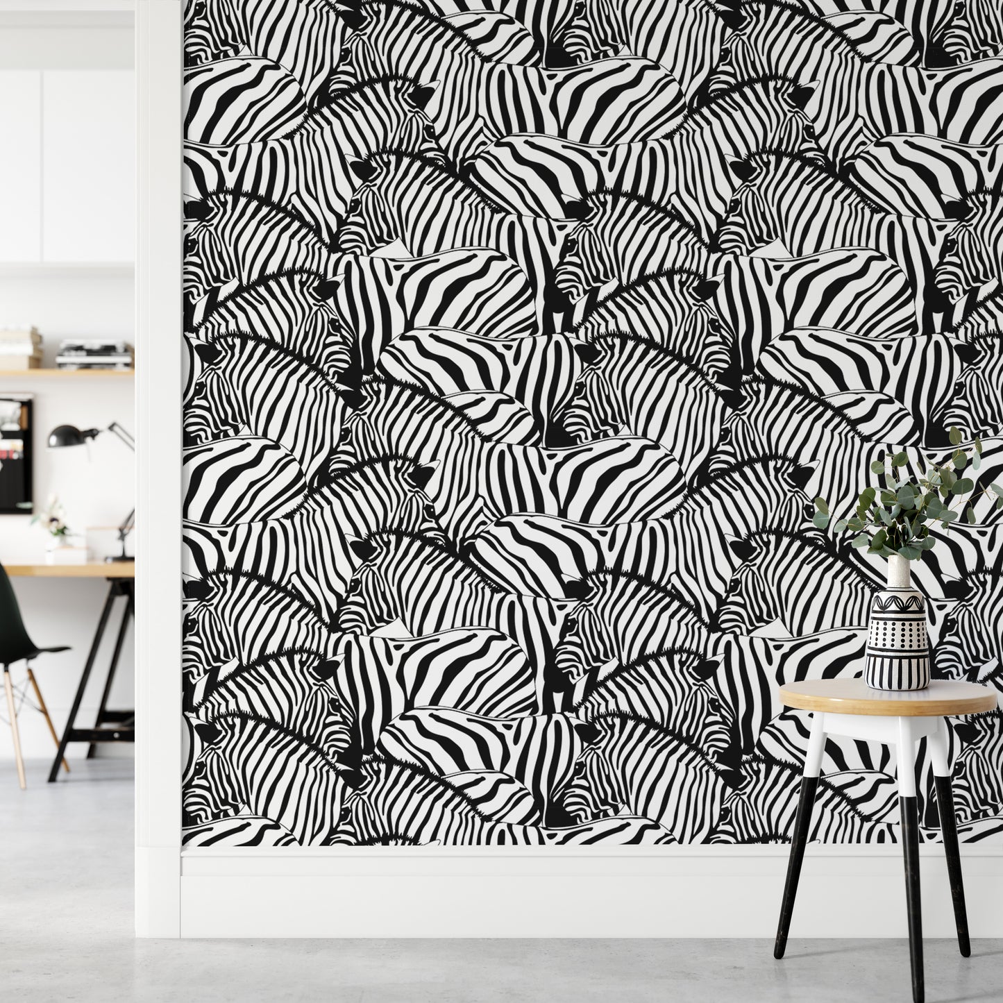 Chic zebra stripe wallpaper perfect for modern interiors