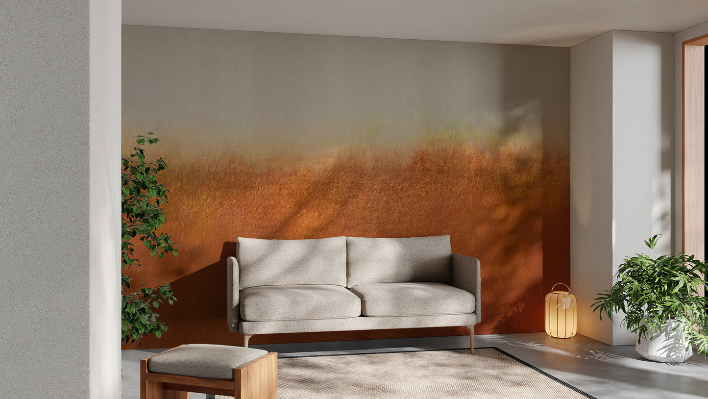 Grunge-style orange ombre wallpaper with raw, edgy textures
