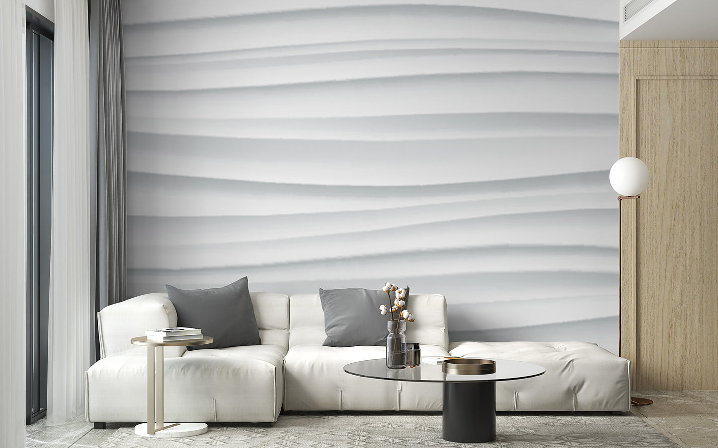 Textured 3D white marble wallpaper mural
