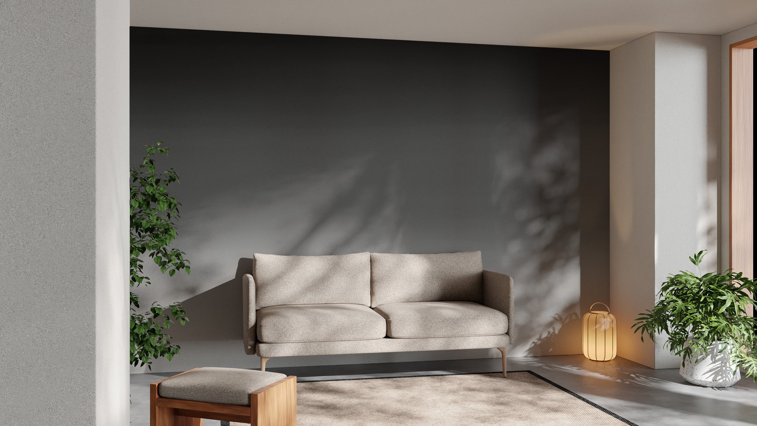 Subtle ombre mural with a fade from charcoal to light gray
