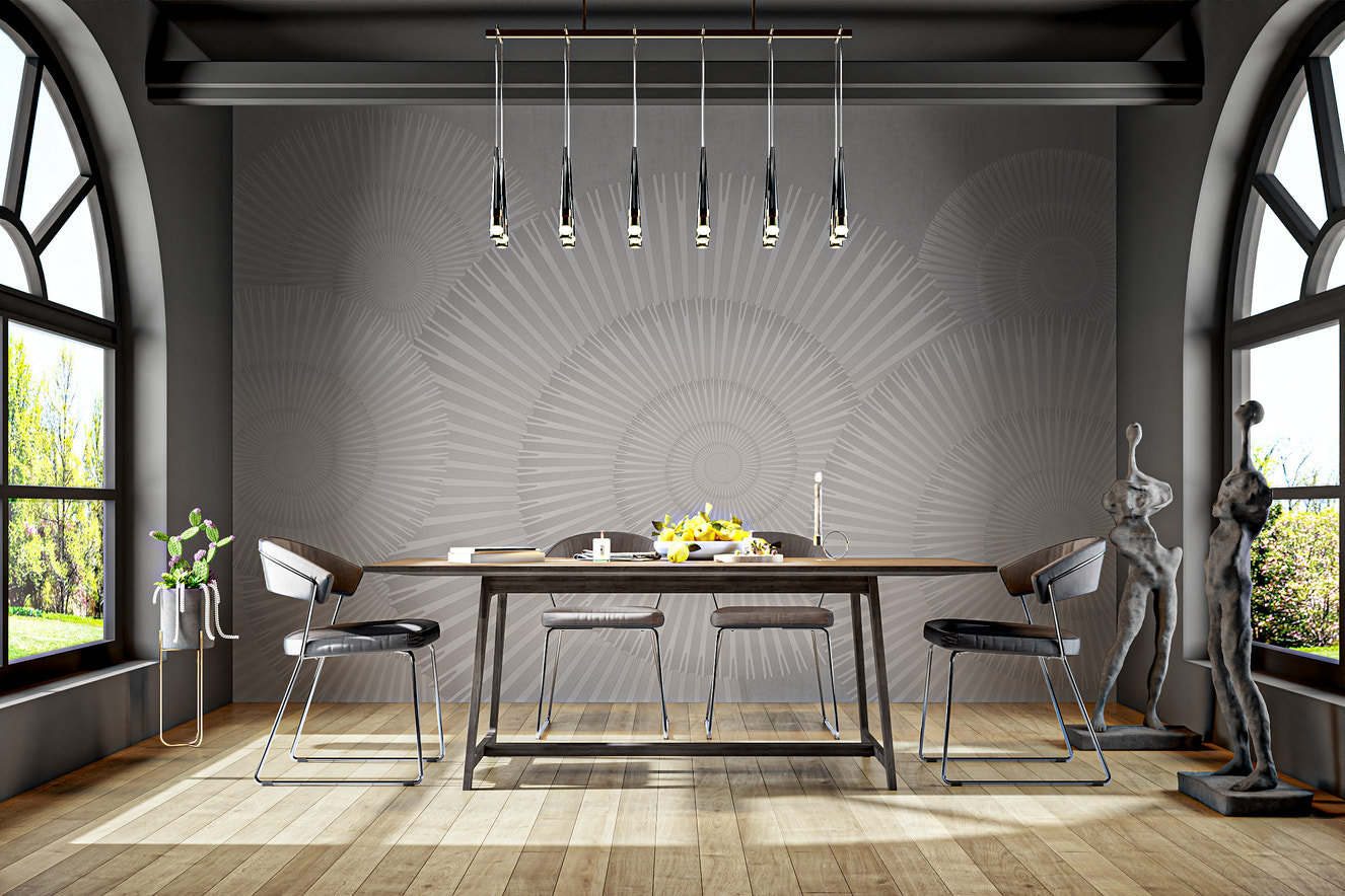 Gray Modern Minimalist Geometric Mural