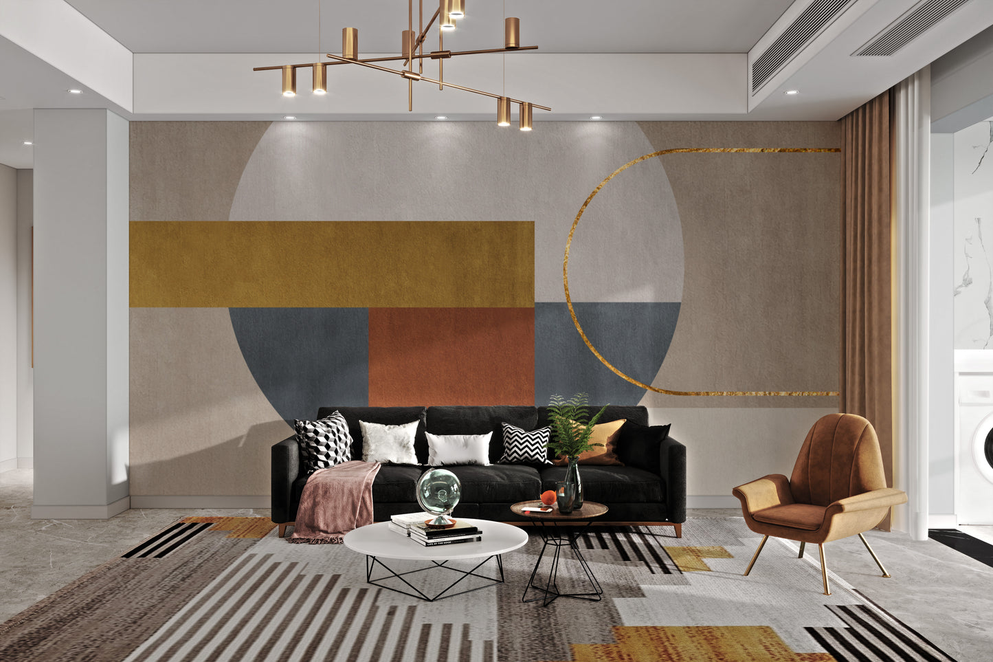 Elegant wall mural with stunning gold accent design