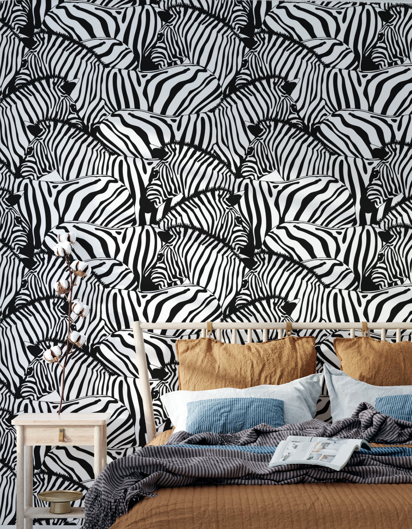 Elegant zebra stripe wallpaper with a savannah animal theme