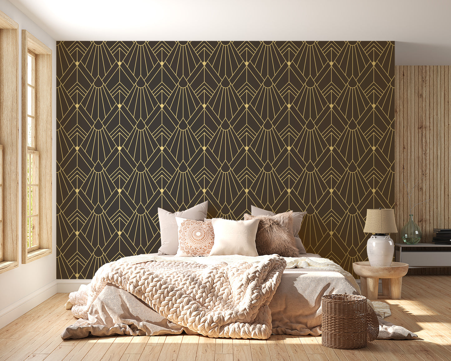 Luxury art deco wallpaper with geometric shapes
