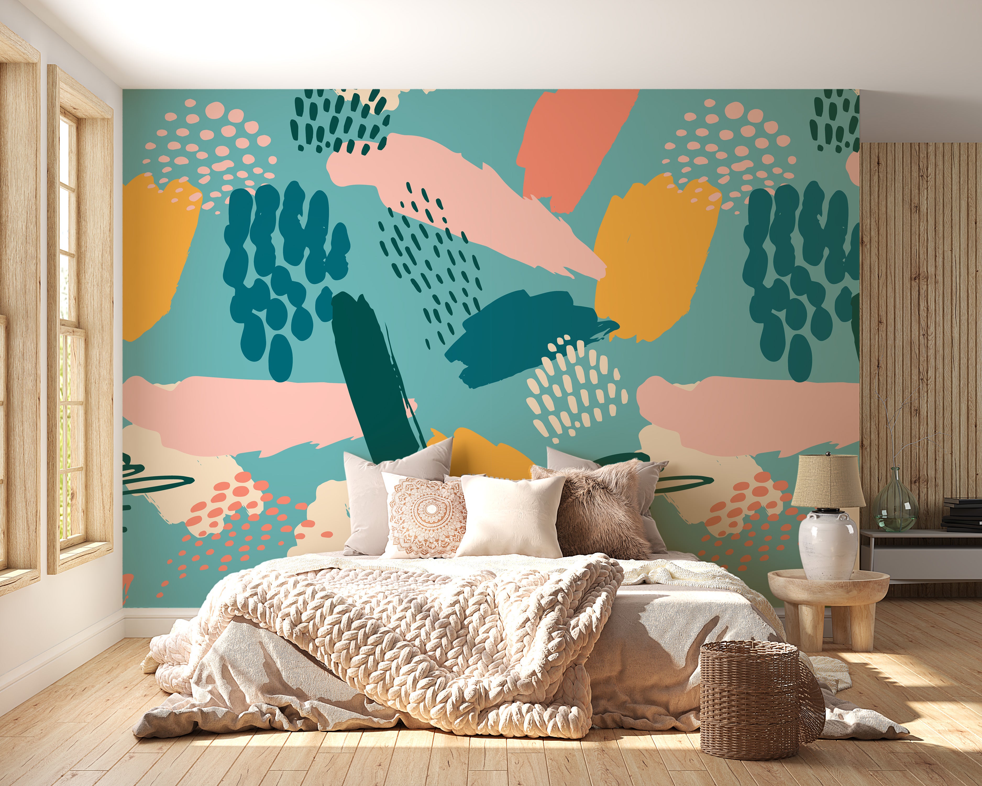 Multicolor patterned mural for walls
