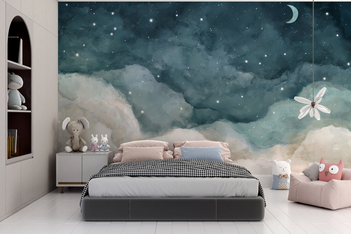 Blue Clouds Night Wallpaper Mural