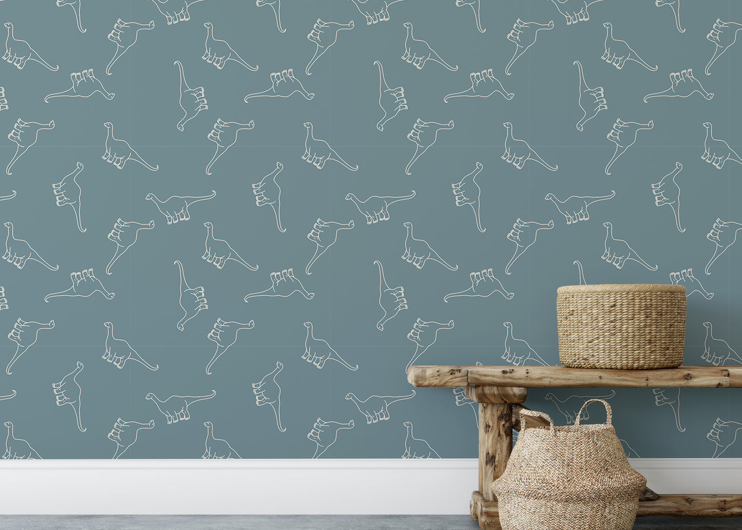 Playful dinosaur wallpaper perfect for children's nurseries