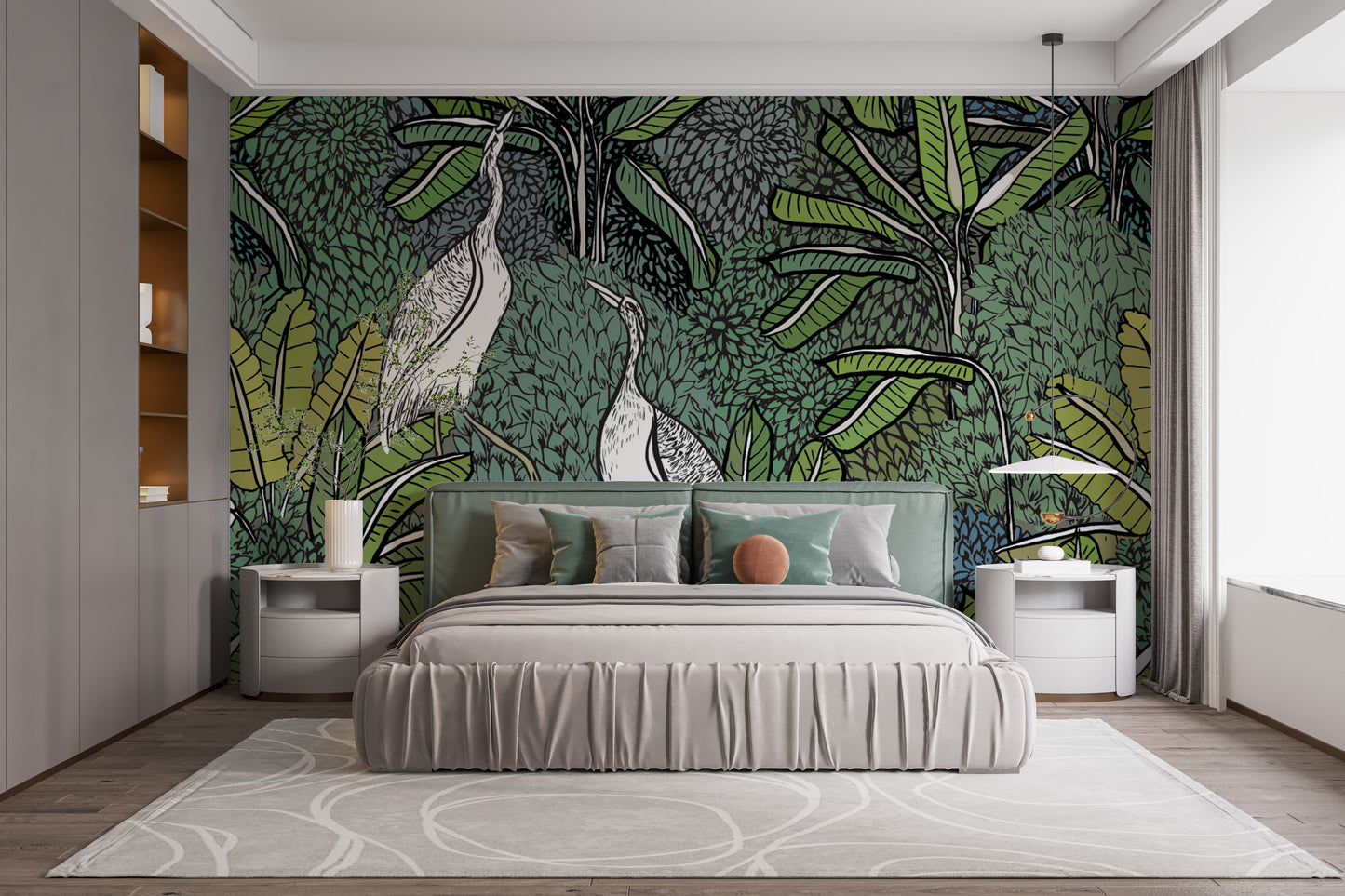 Lush tropical leaves mural wallpaper art
