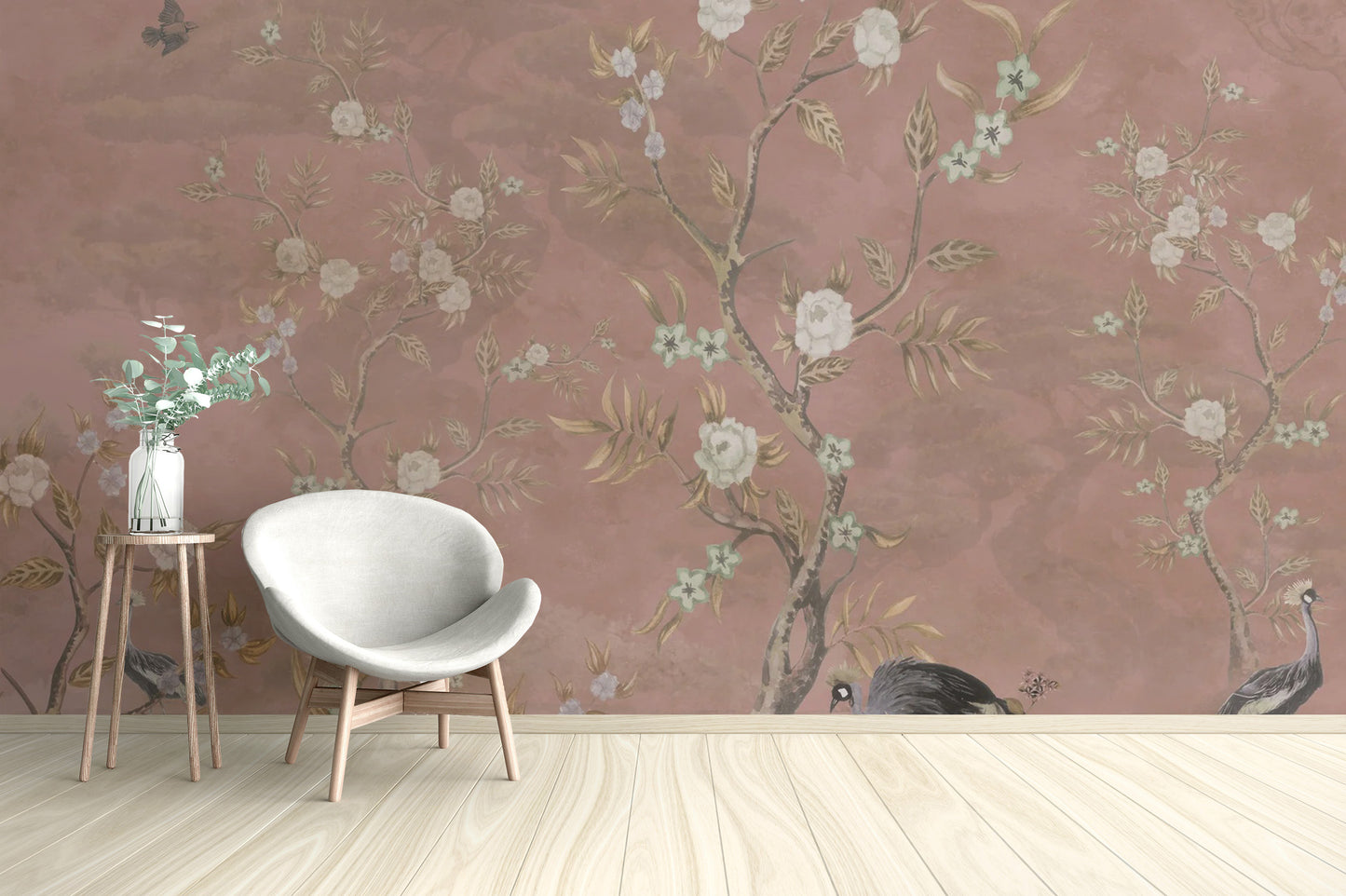 Luxurious brown chinoiserie mural for traditional rooms
