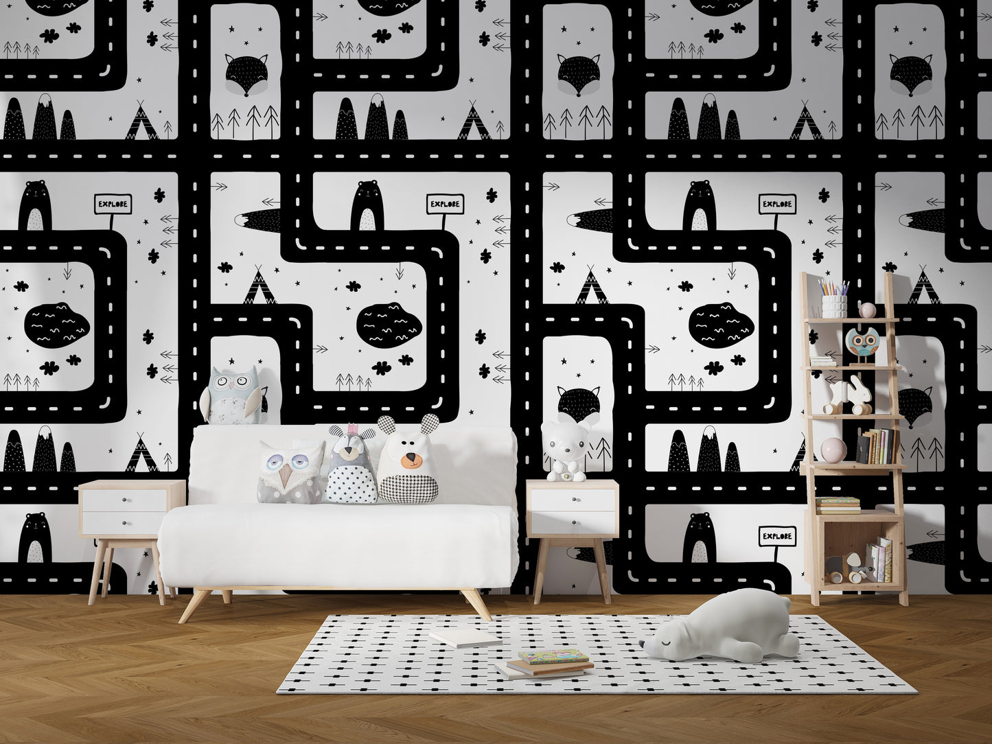 Stunning cityscape mural for kids' decor
