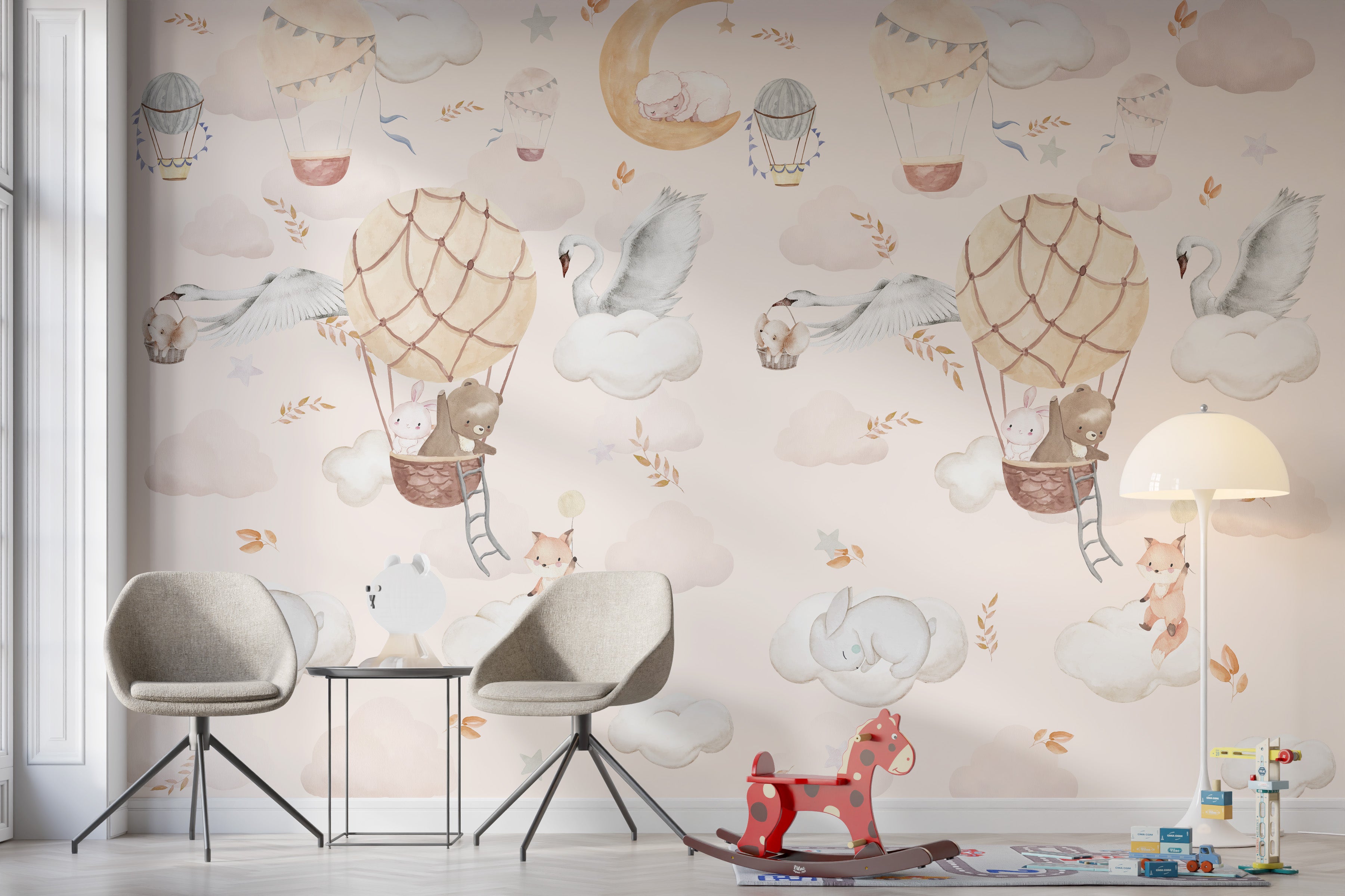 Balloon Adventure Wallpaper Mural with vibrant skies