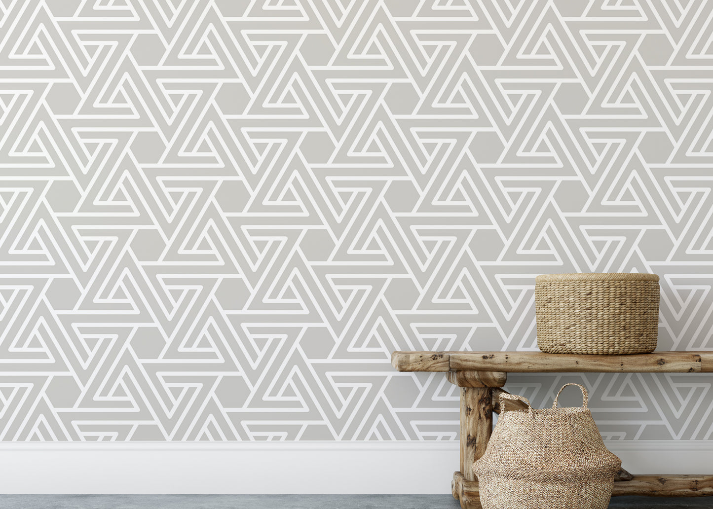 Abstract Simple Geometric White Line Wallpaper