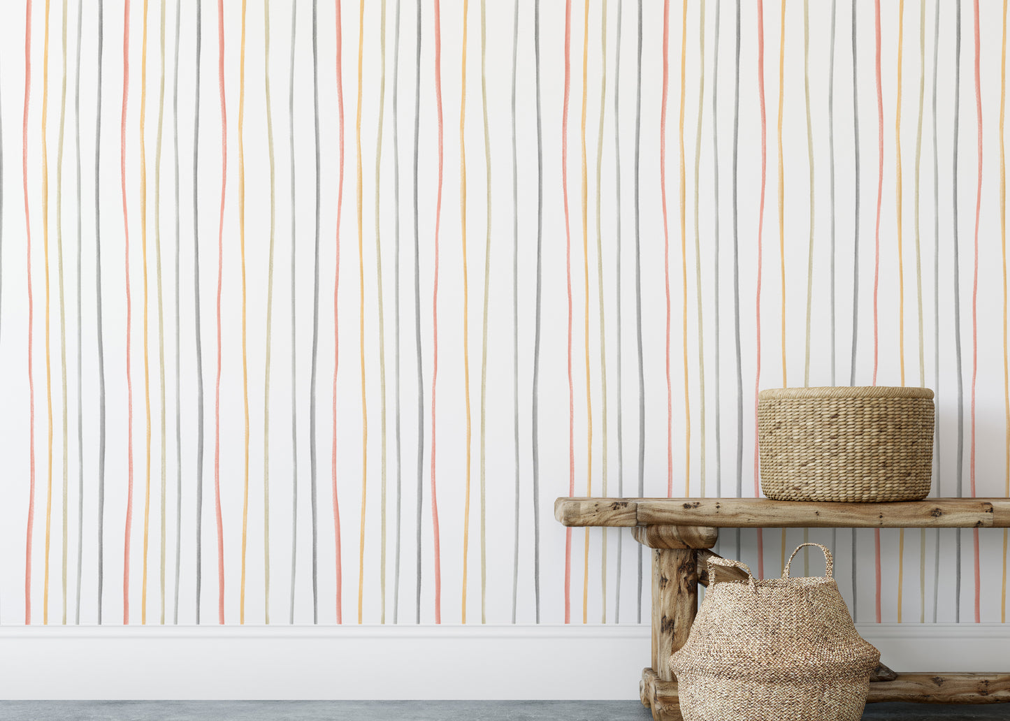 Pastel Colors Hand Drawn Striped Pattern Wallpaper