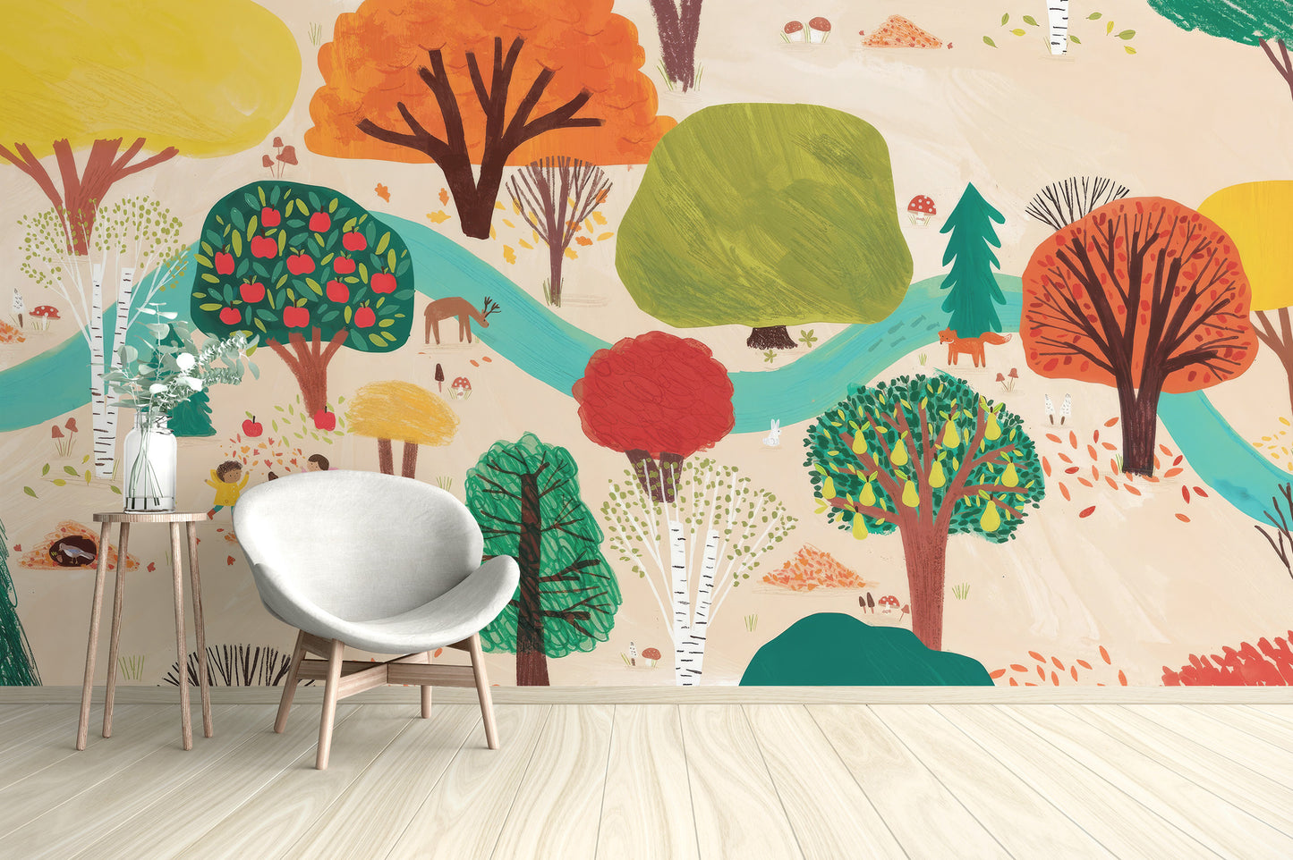 Colorful Tree Forest Wallpaper Mural for nature vibes