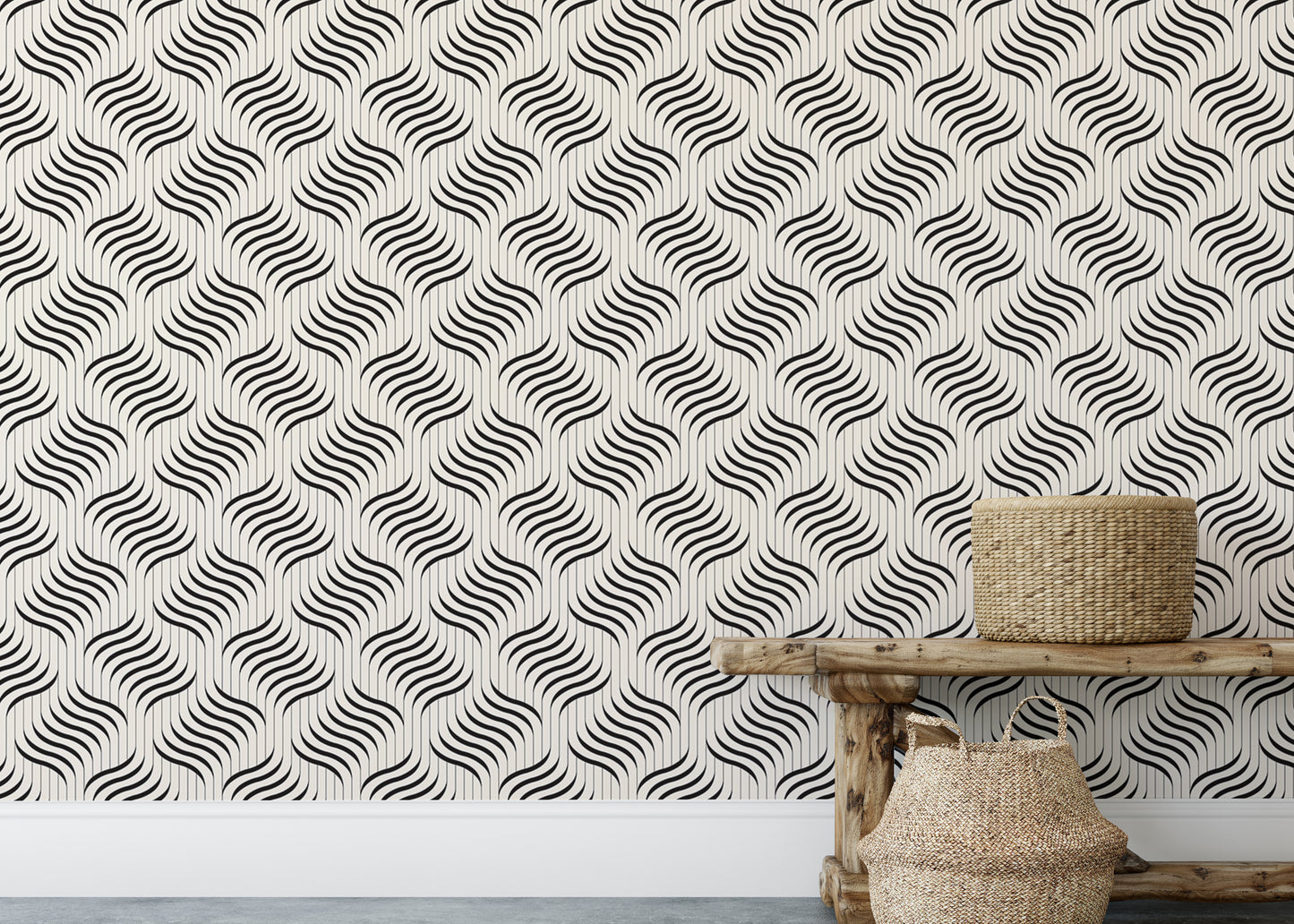 Ripple Monochrome Geometric Waves Wallpaper