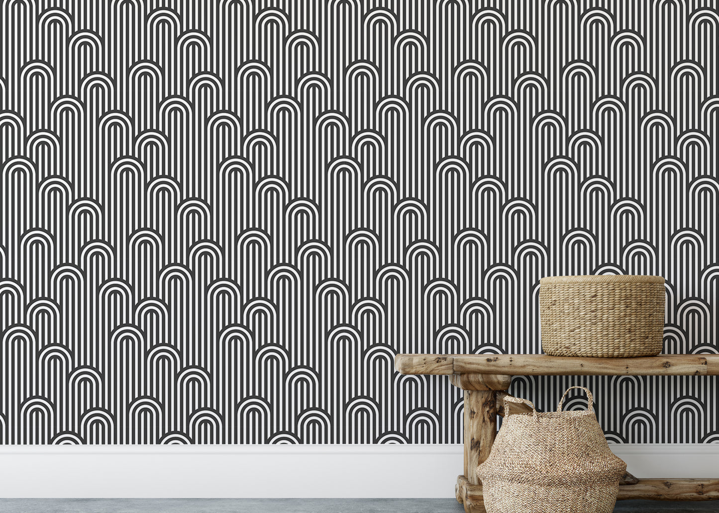 Twisted Lines Stripy Weaving Black and White Wallpaper