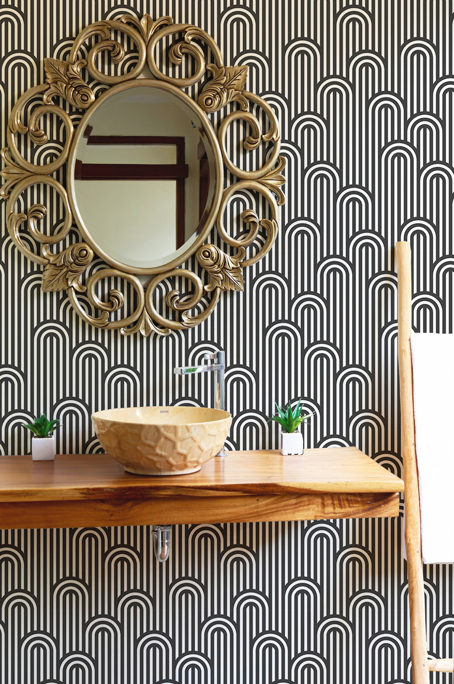 Twisted Lines Stripy Weaving Black and White Wallpaper