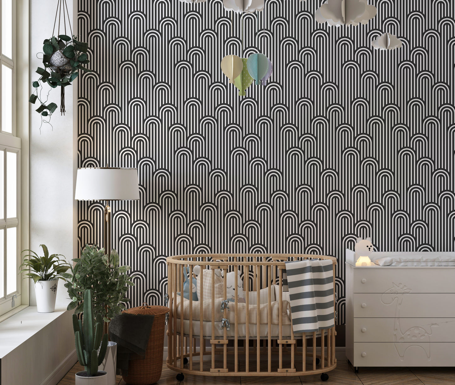 Twisted Lines Stripy Weaving Black and White Wallpaper