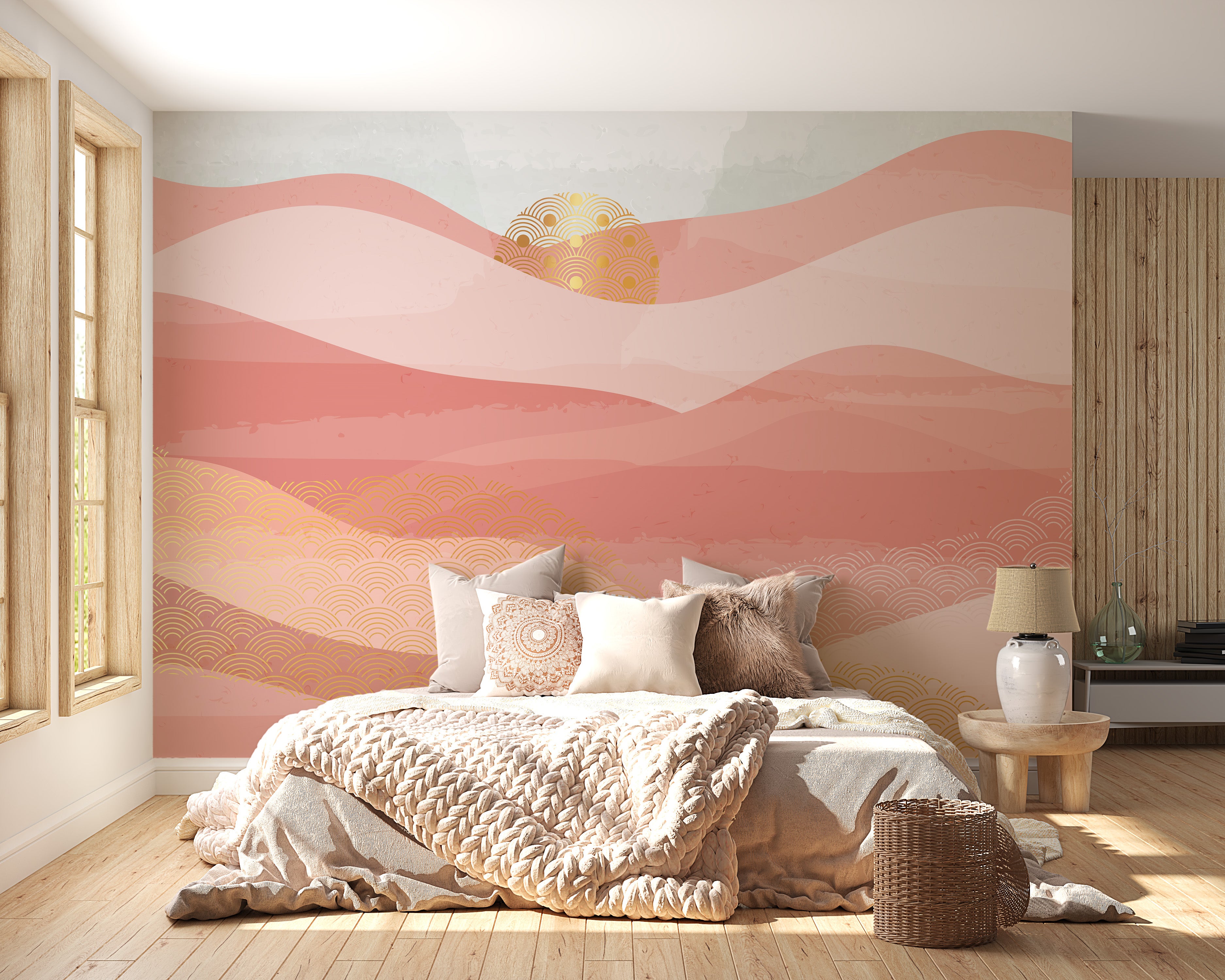 Self adhesive pink surf serenade mural
