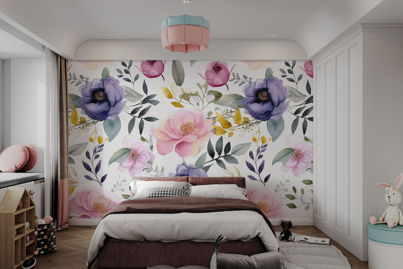 Soft watercolor flower wallpaper design
