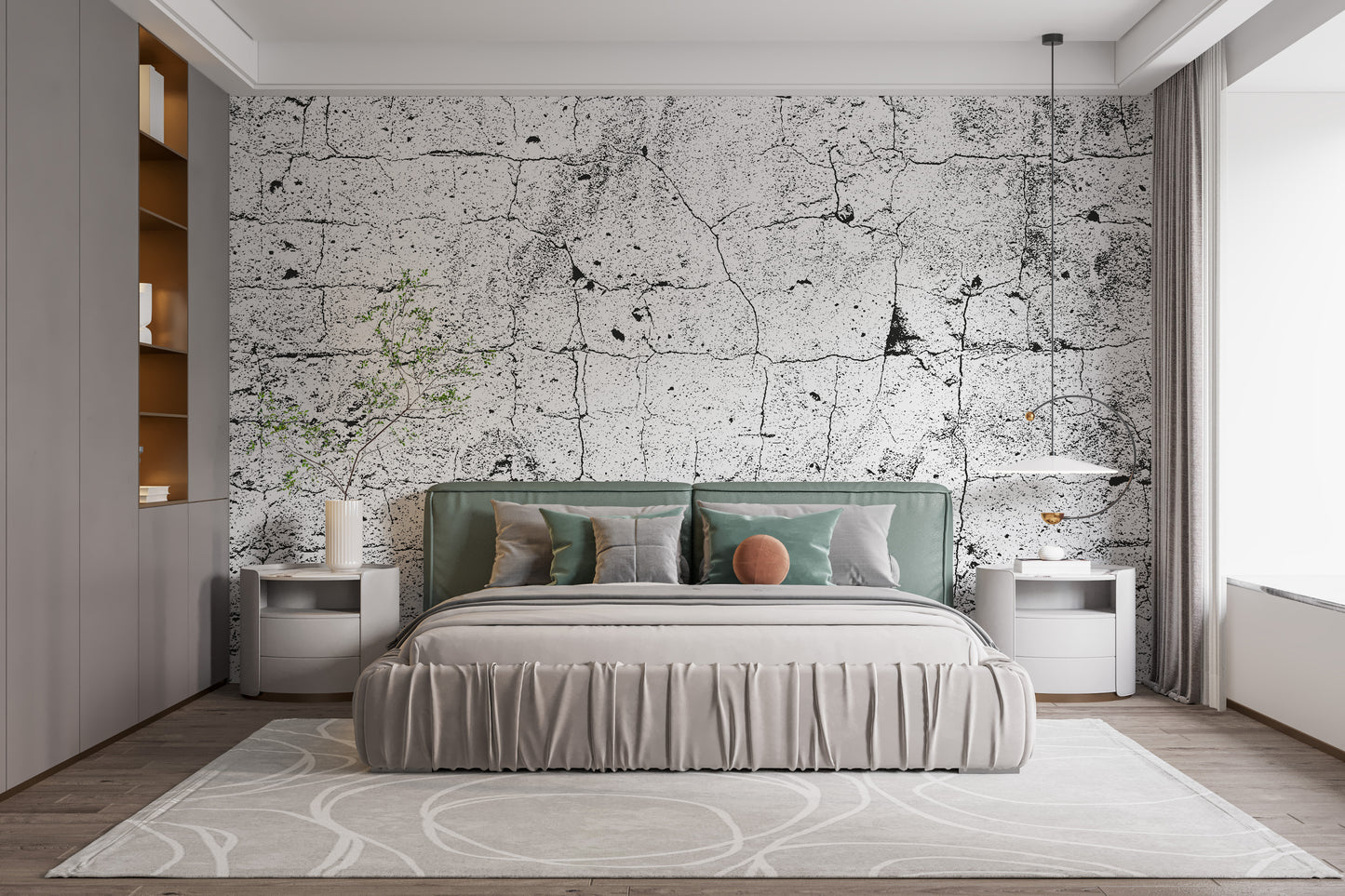 Vintage-style cracked concrete mural wallpaper
