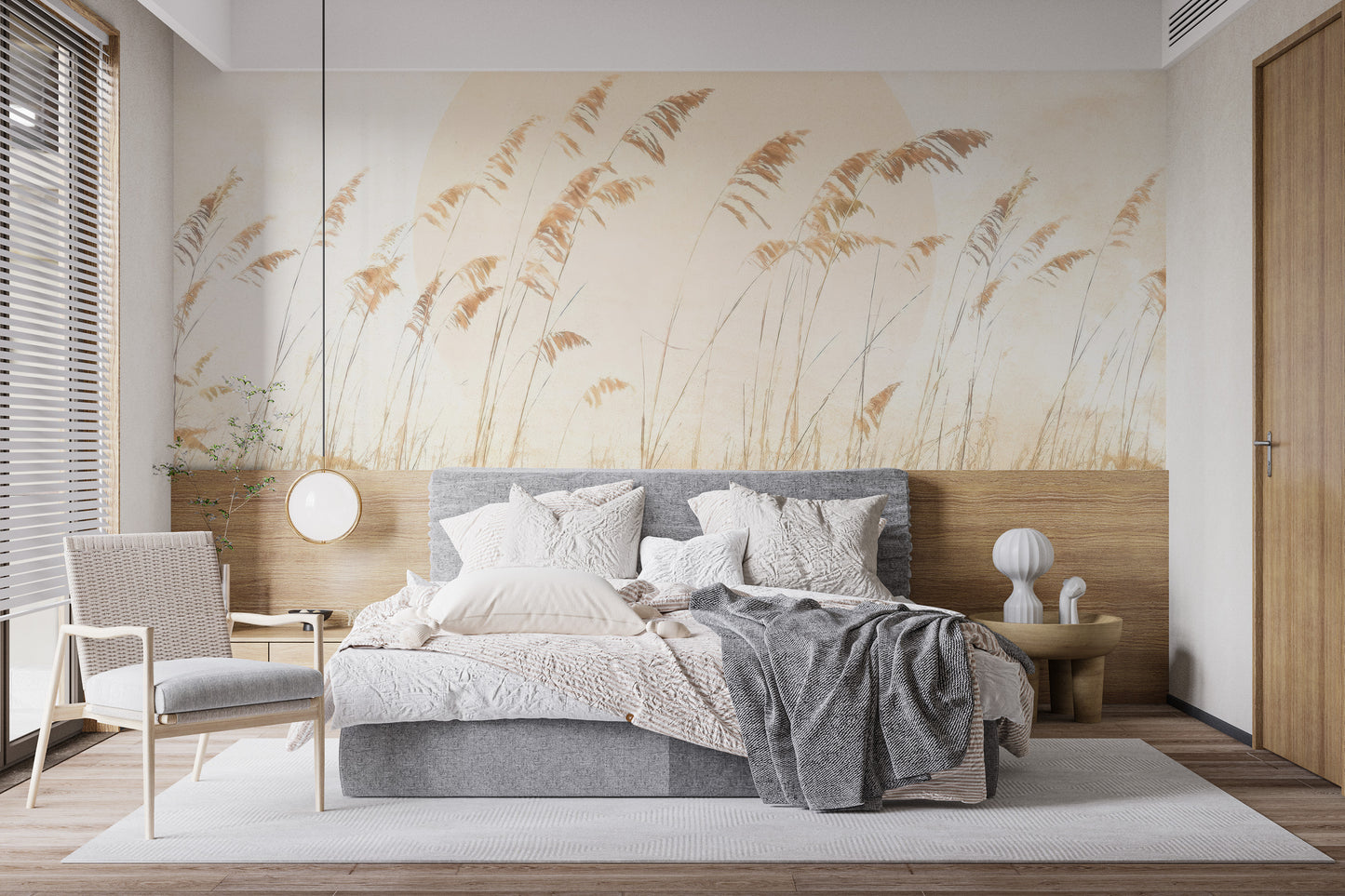 Peaceful dune grass mural for nature-inspired spaces
